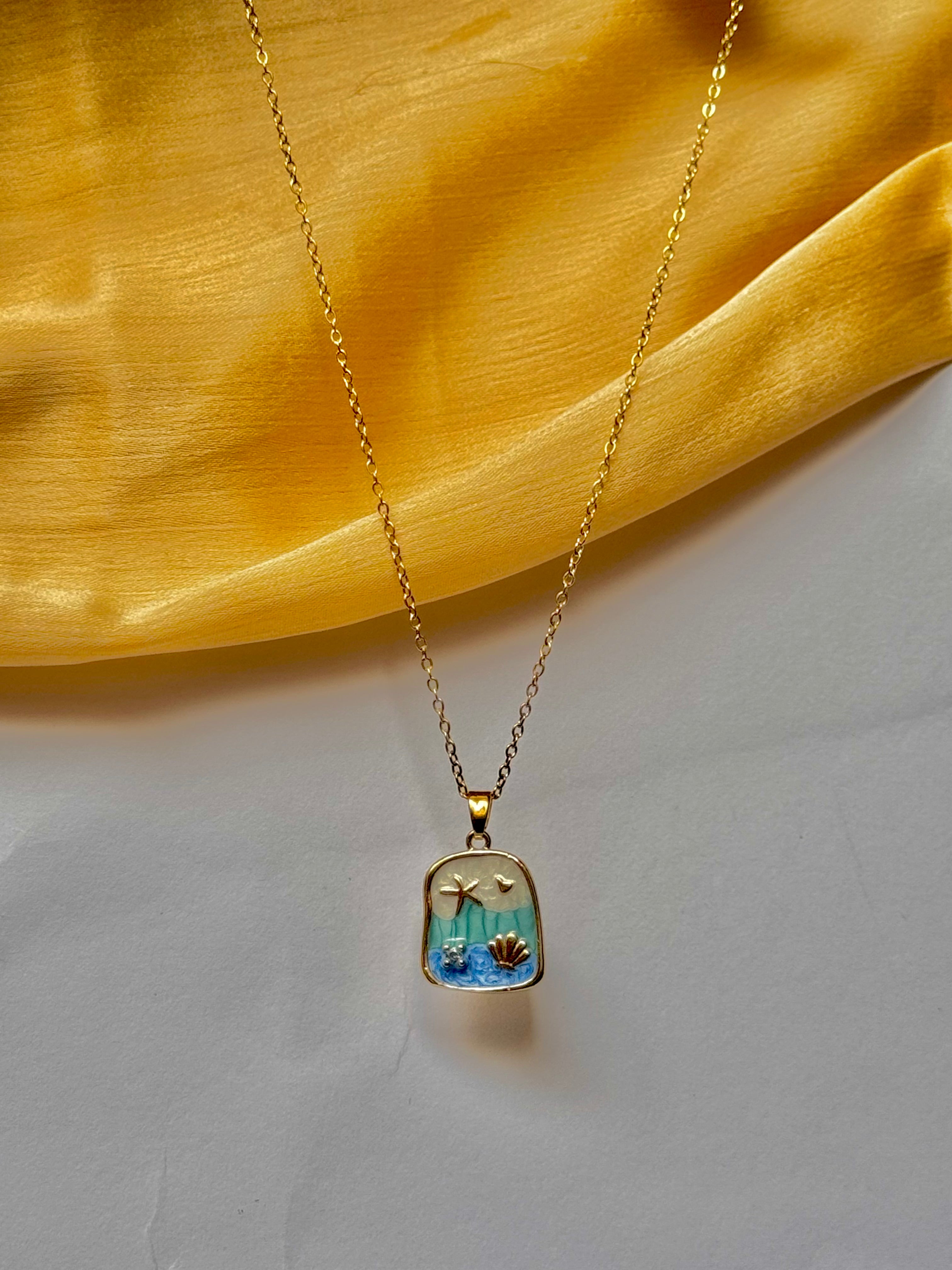 Elegant Gold Chain with Multi Enamel Lotus Pendant