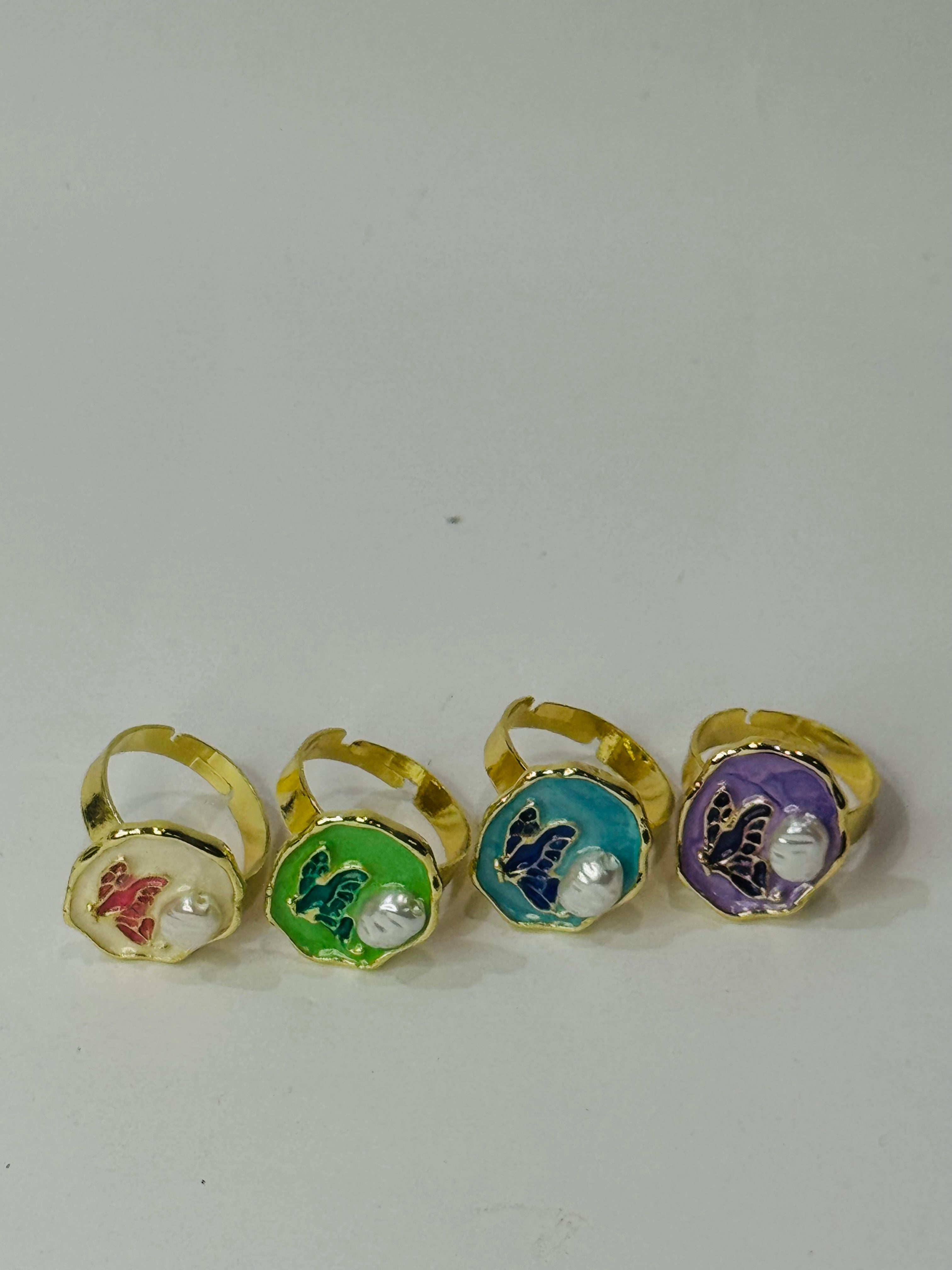 Butterfly Bliss Adjustable Rings Set – 4 Color Pastel Collection