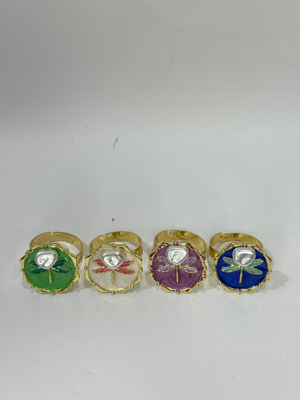 Dragonfly Charm Adjustable Rings – 4 Color Pastel Collection