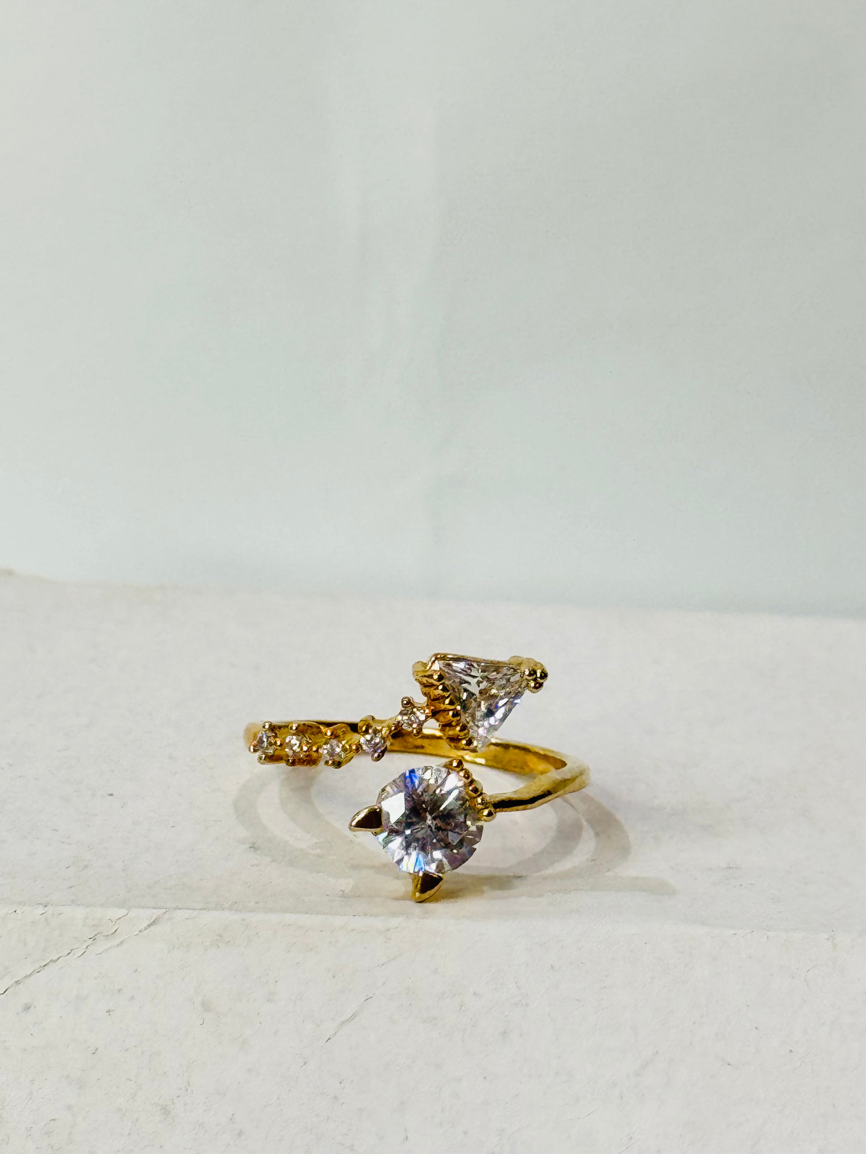 Twin Hearts Diamond Adjustable Ring – Symbol of Love & Connection