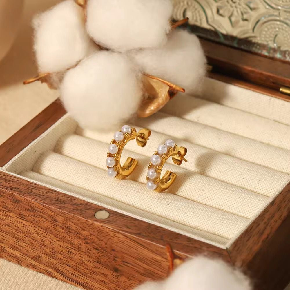 Gold Pearl Hoop Earrings – Elegant & Timeless Statement
