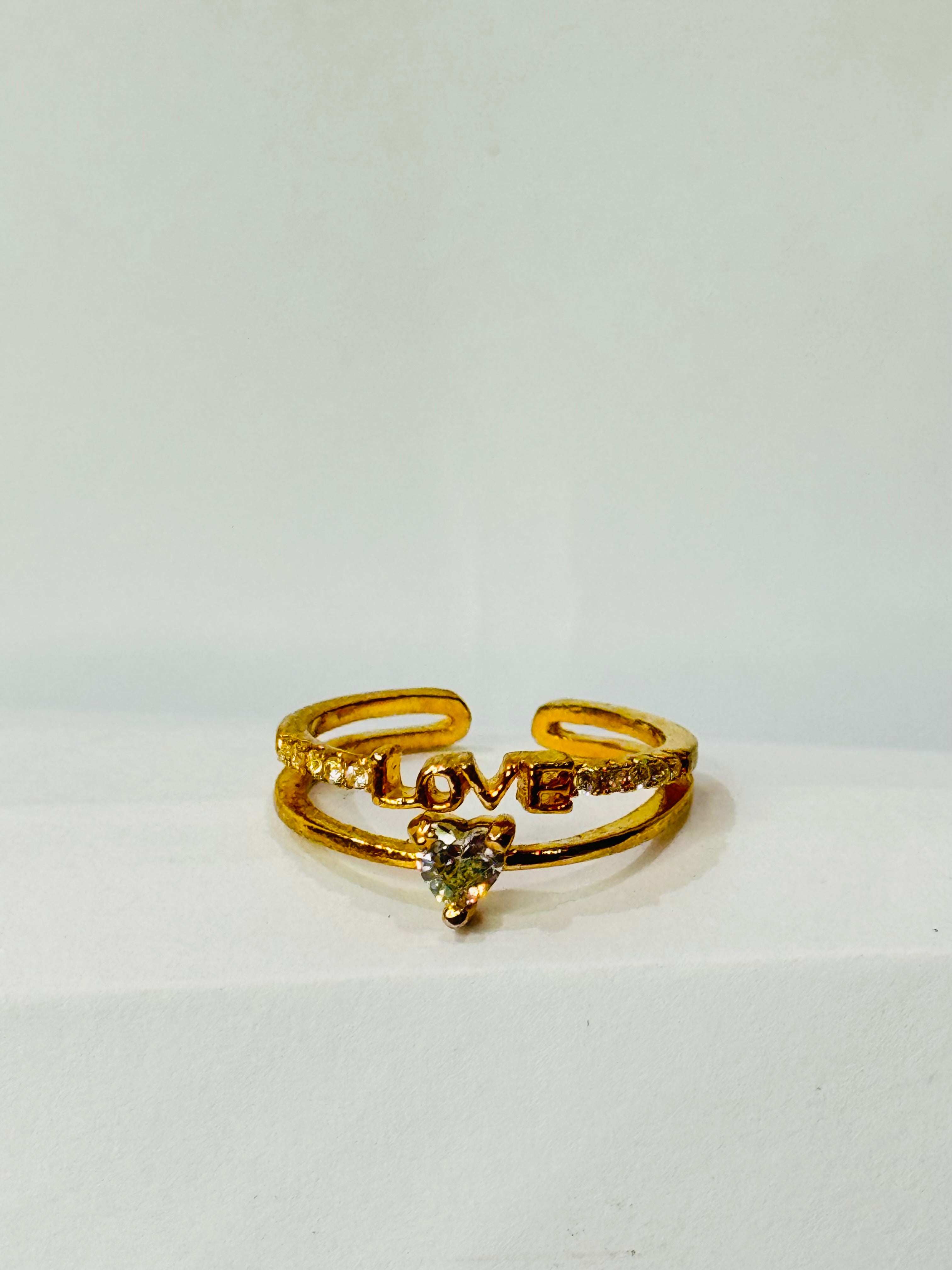 Elegant Gold Diamond Love Adjustable Ring – Romantic Women’s Jewelry