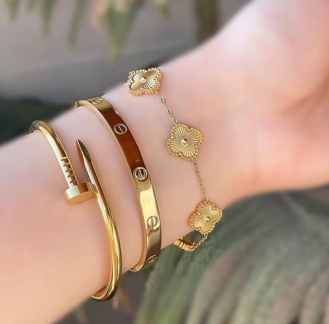 ✨ Luxe Gold Bracelet Combo Set – Bold & Elegant