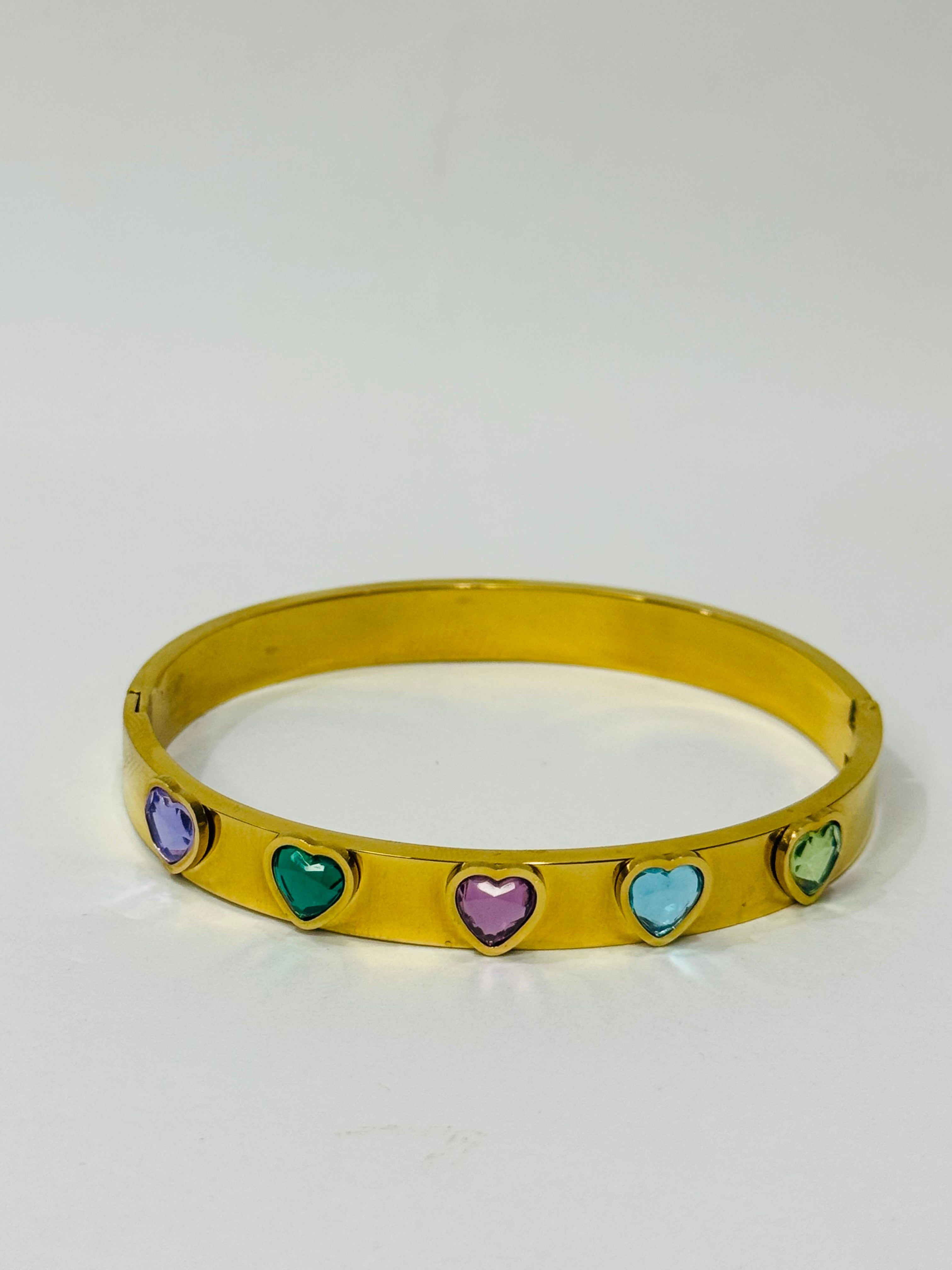 Golden Gemstone Bangle – Multicolor Elegance 💎✨