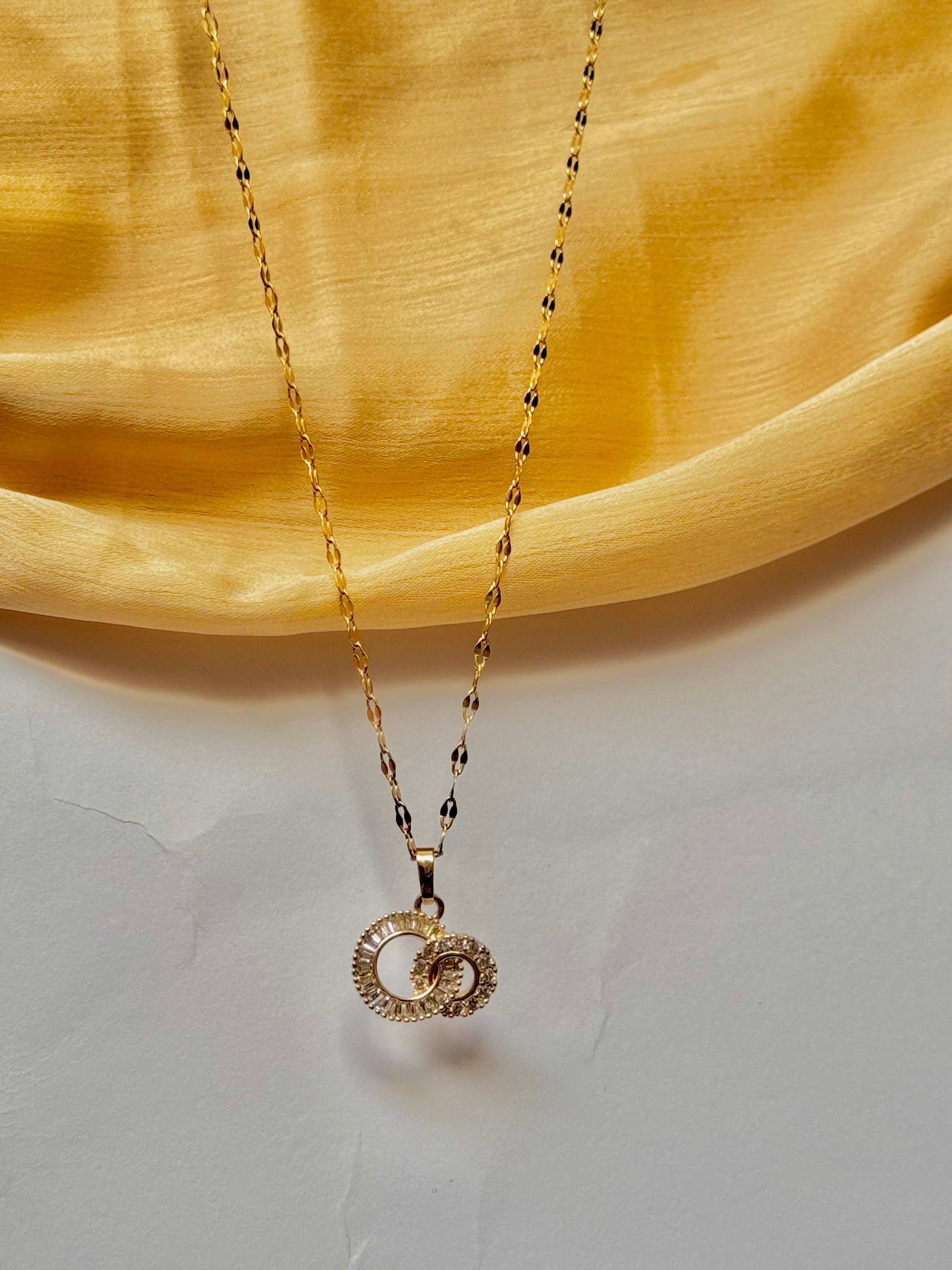 Elegant Gold Crescent Moon Necklace with Sparkling Stones | Alish Jewellery