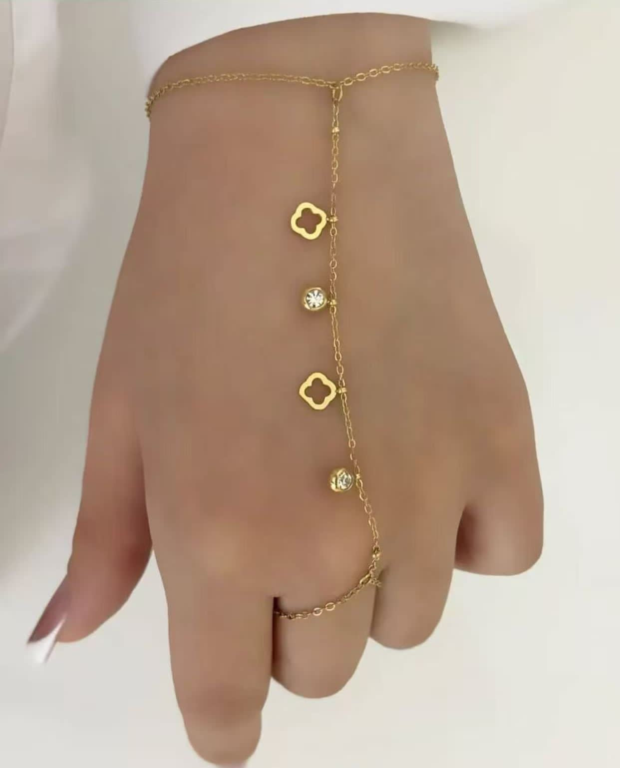 Gold Hand Chain Bracelet – Ring to Bracelet Link Jewelry