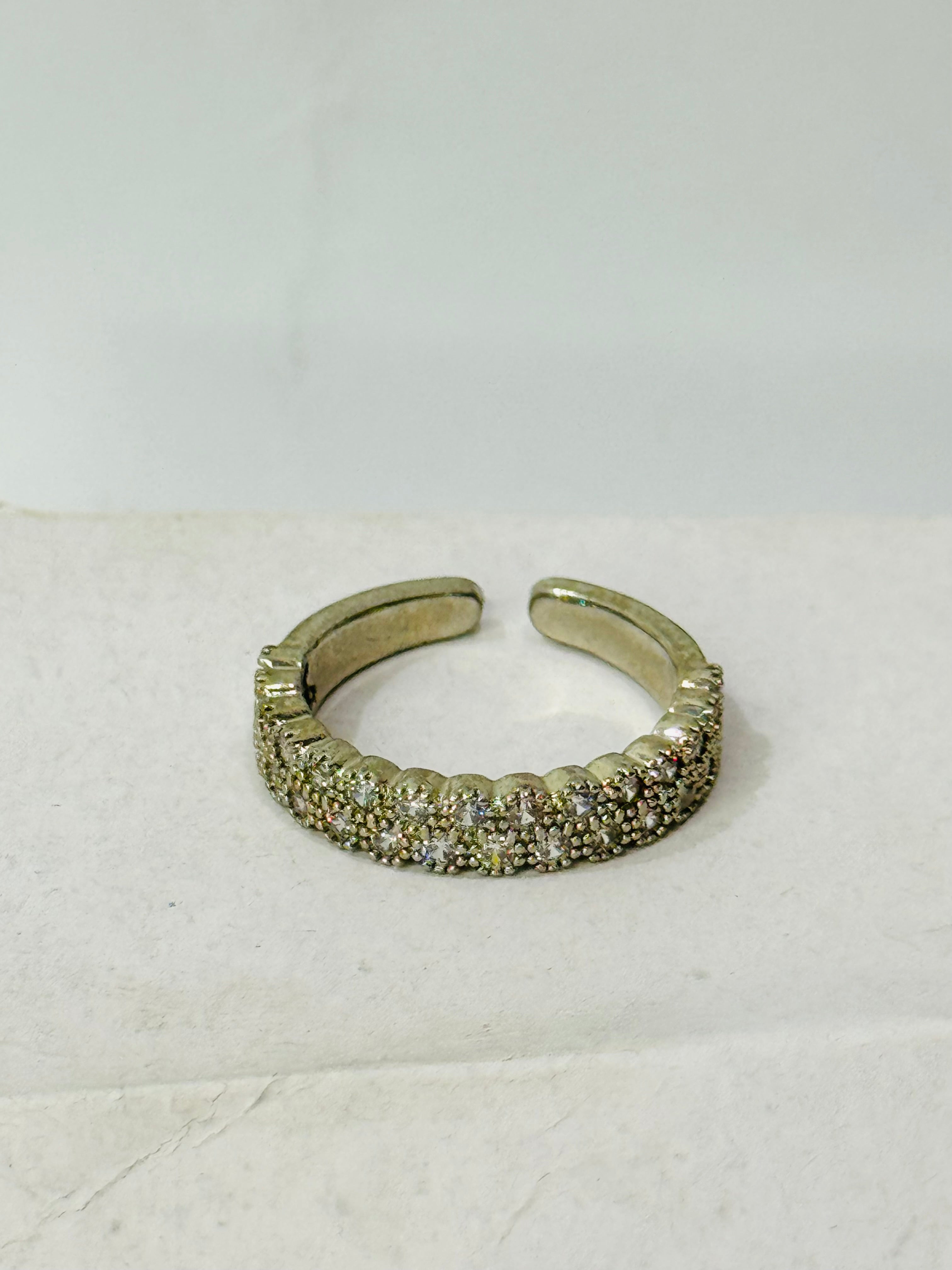 Dainty Diamond Band Adjustable Ring – Minimalist Stacking Jewelry