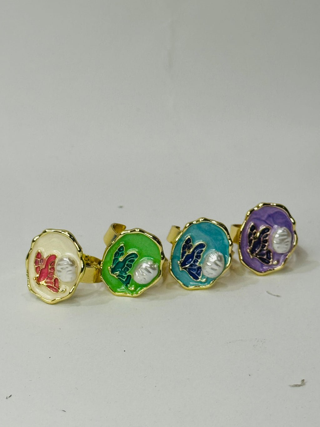 Butterfly Bliss Adjustable Rings Set – 4 Color Pastel Collection