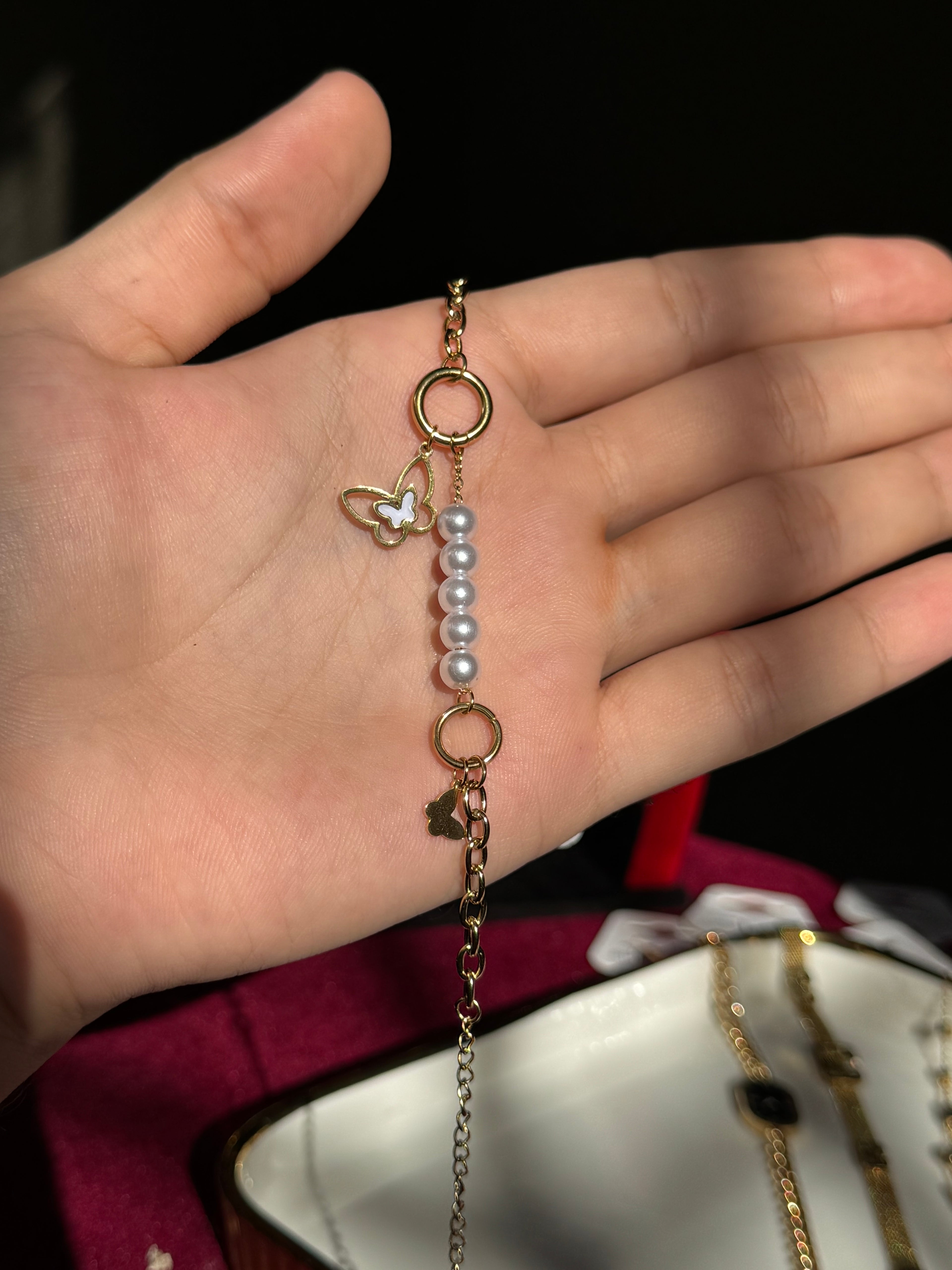 🌸 Elegant Pearl Charm Bracelets – Butterfly & Star Designs