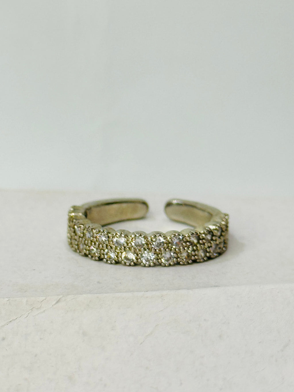 Dainty Diamond Band Adjustable Ring – Minimalist Stacking Jewelry