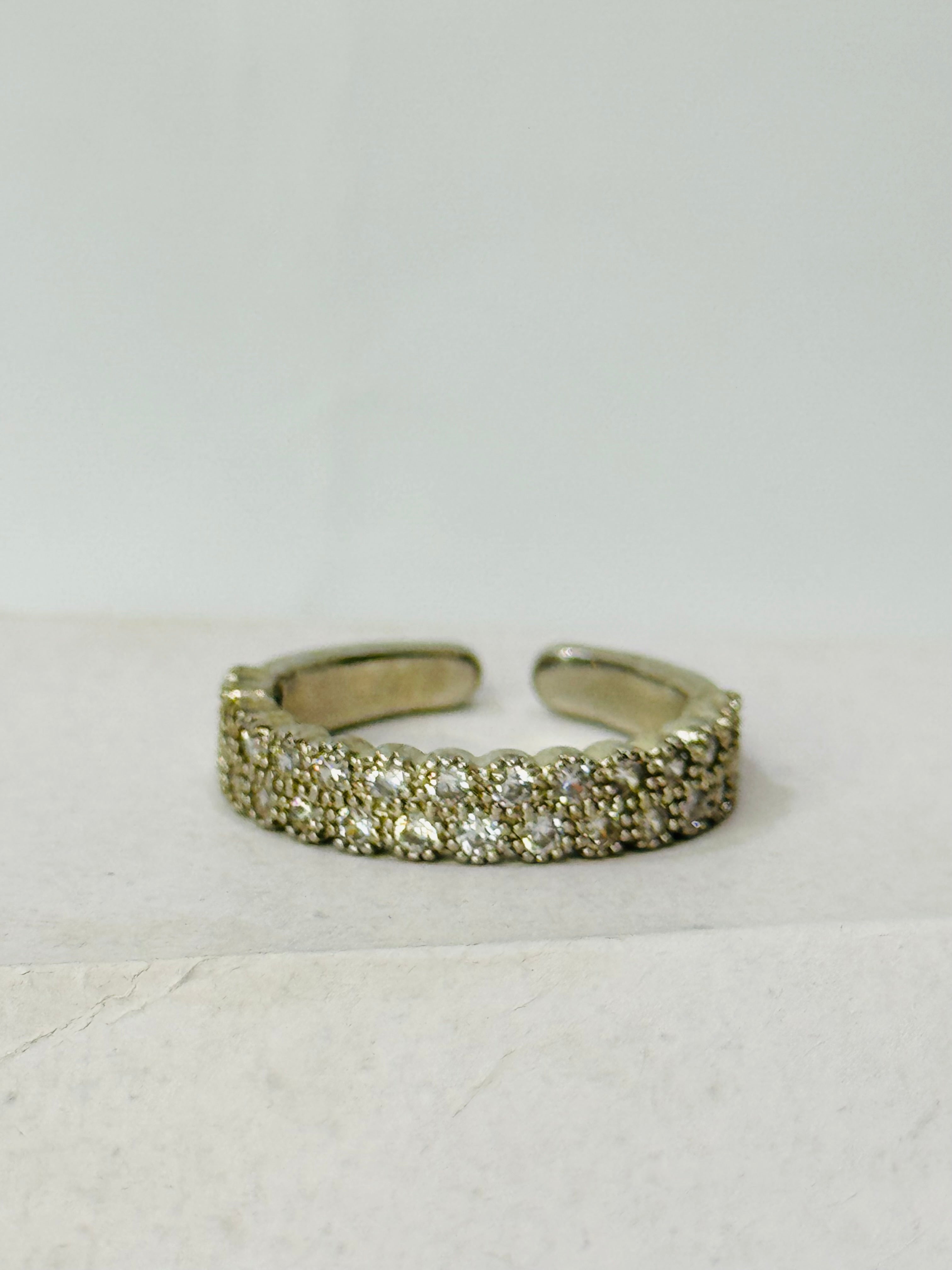 Dainty Diamond Band Adjustable Ring – Minimalist Stacking Jewelry