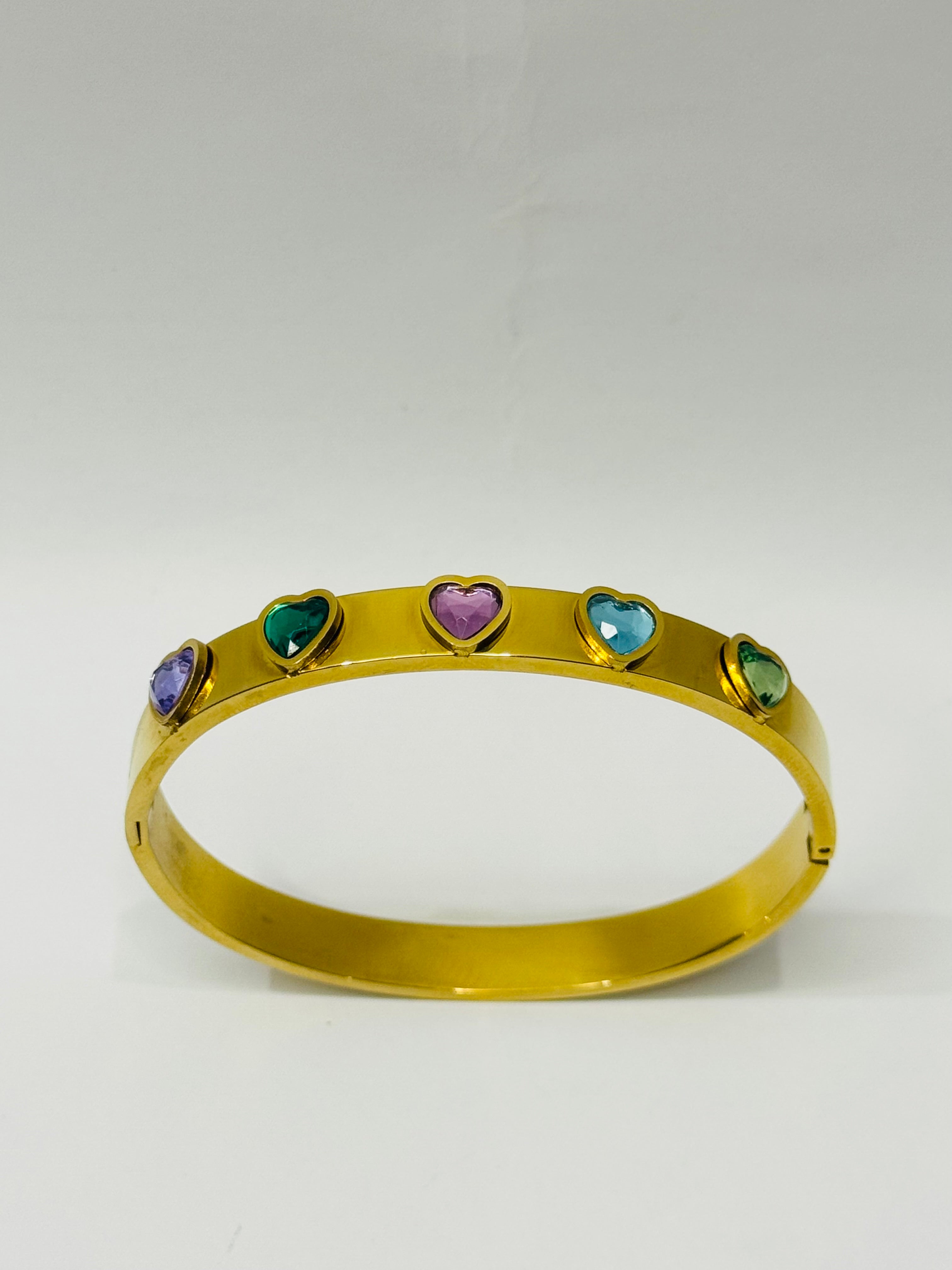 Golden Gemstone Bangle – Multicolor Elegance 💎✨