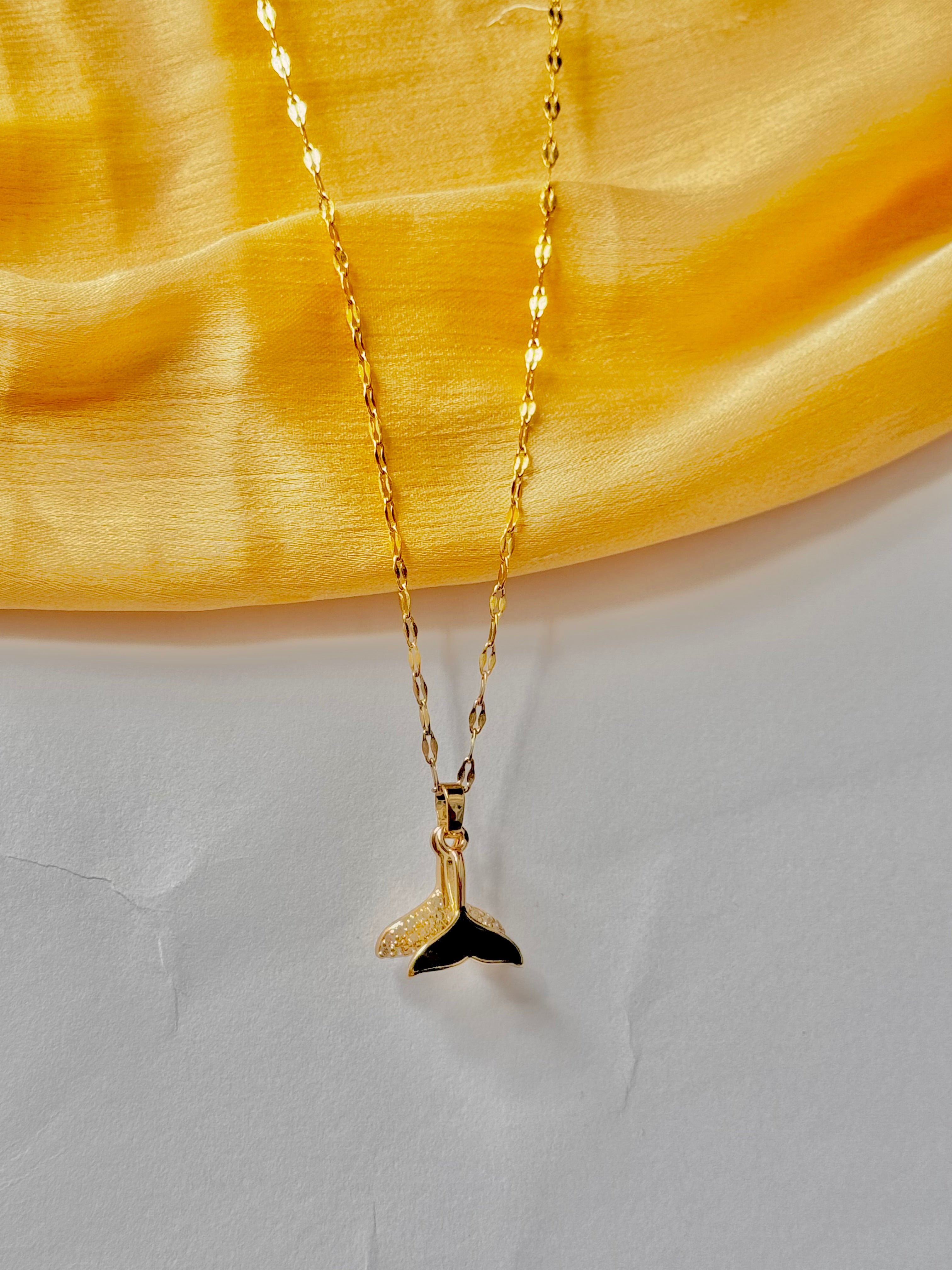Gold Whale Tail Necklace – Ocean-Inspired Pendant | Alish Jewellery