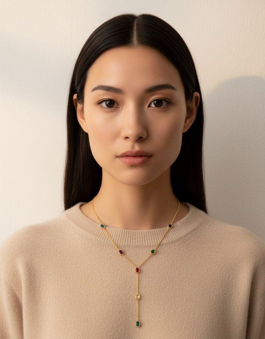 "Dainty Diamond Y-Necklace"