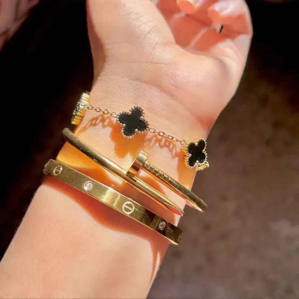 Black Clover & Gold Luxe Combo Bracelet Set