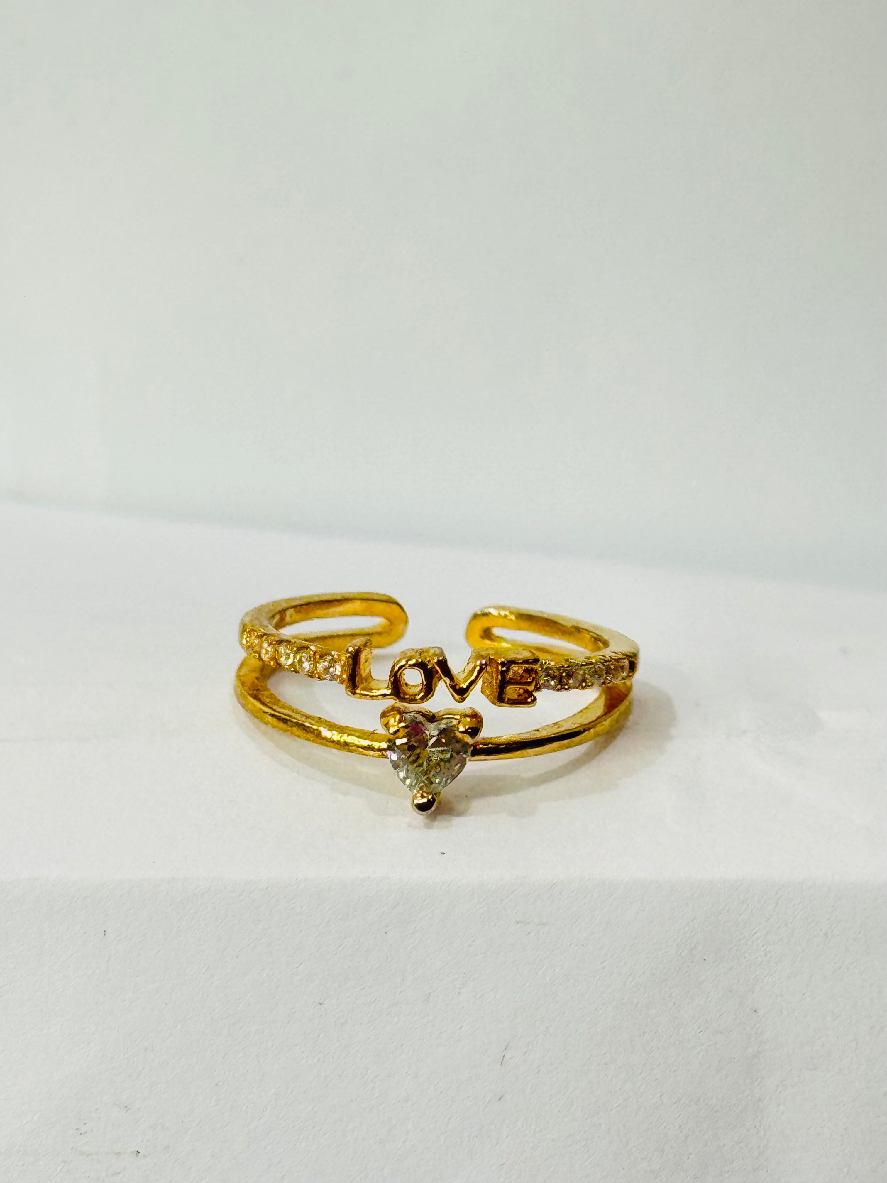 Elegant Gold Diamond Love Adjustable Ring – Romantic Women’s Jewelry