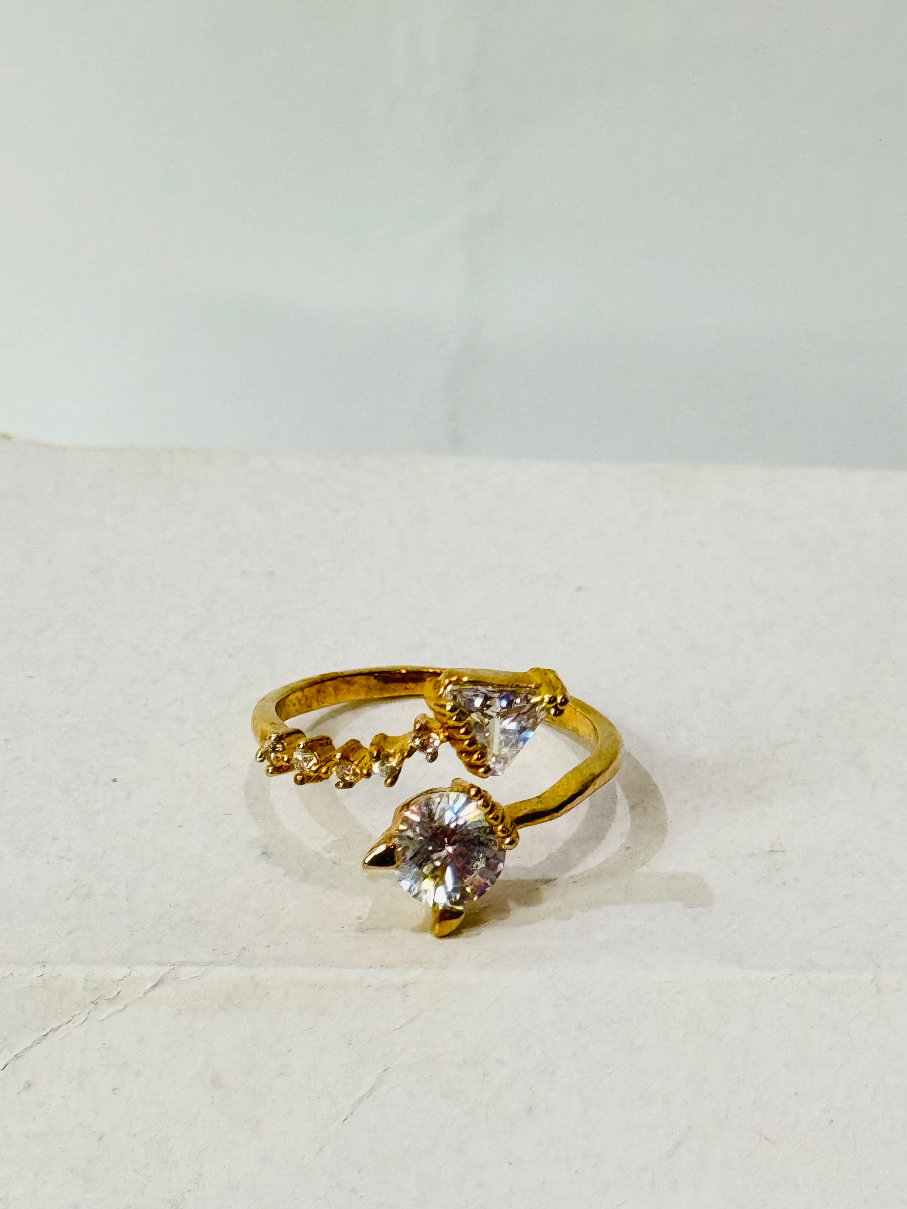 Twin Hearts Diamond Adjustable Ring – Symbol of Love & Connection