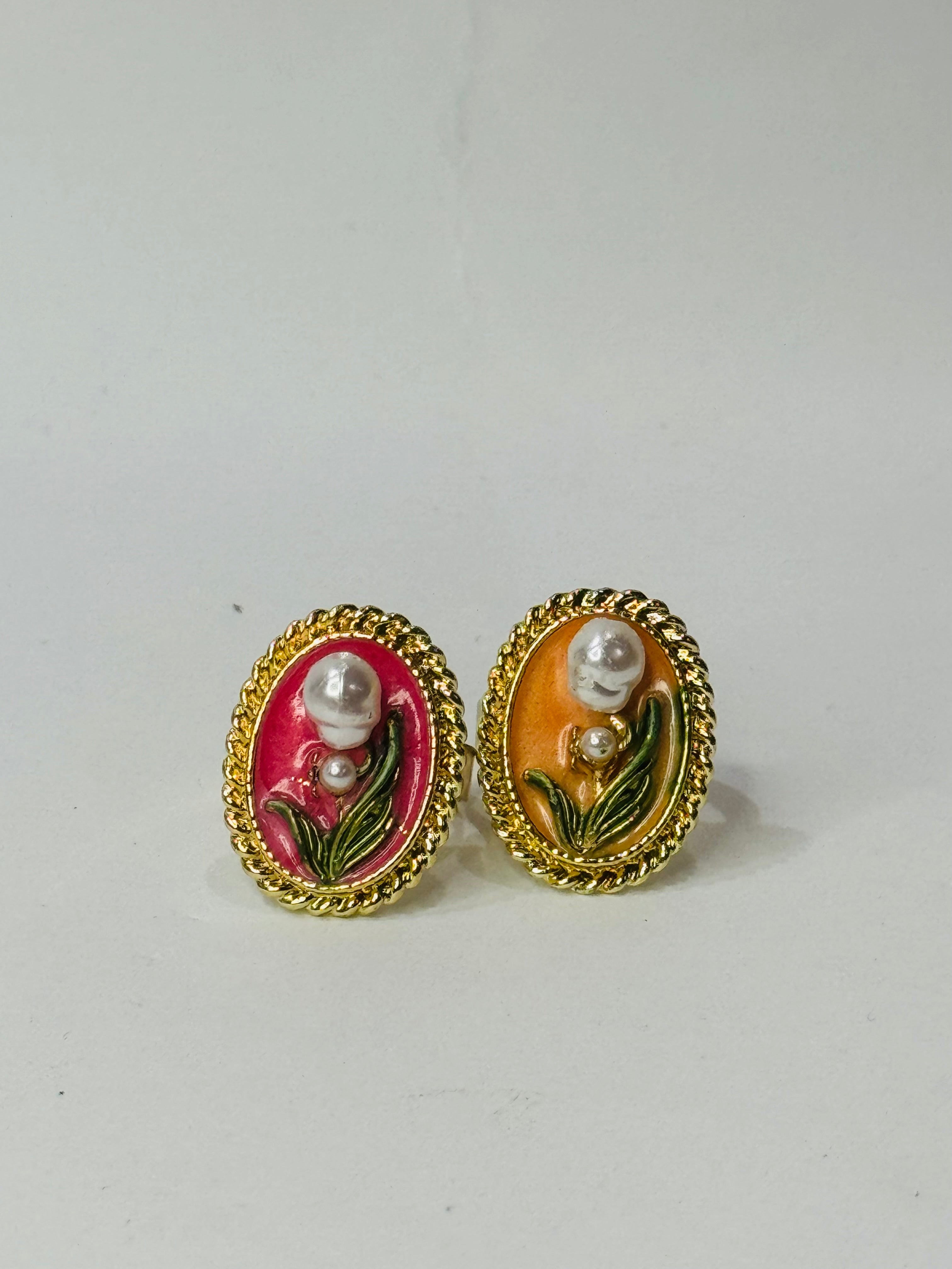 Vintage Floral Pearl Adjustable Ring – Classic Women’s Jewelry