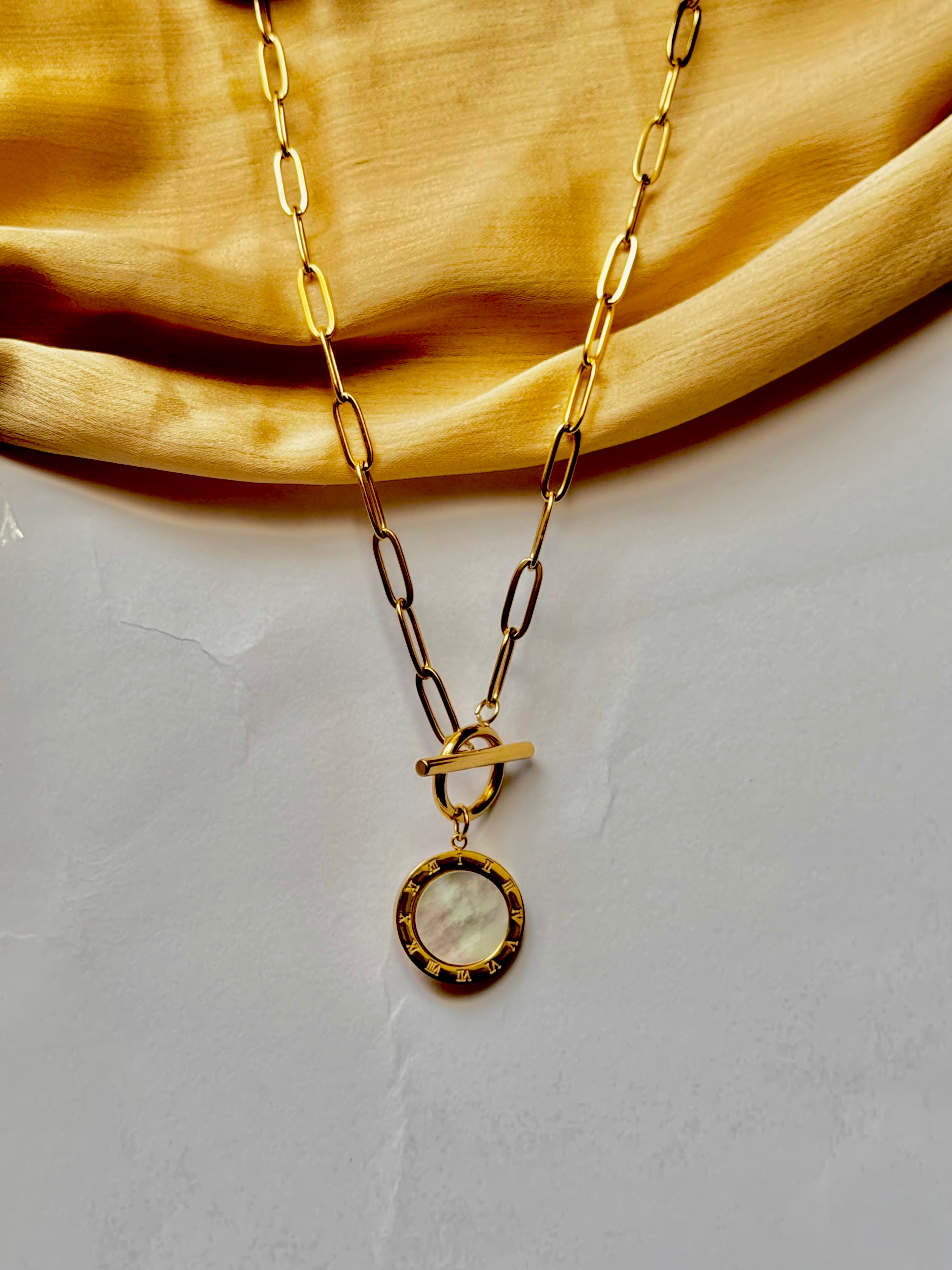 Roman Numeral Mother-of-Pearl Toggle Necklace | Alish Jewellery
