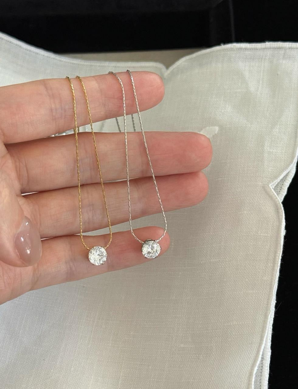 "Sparkling Solitaire Necklaces - Gold & Silver"