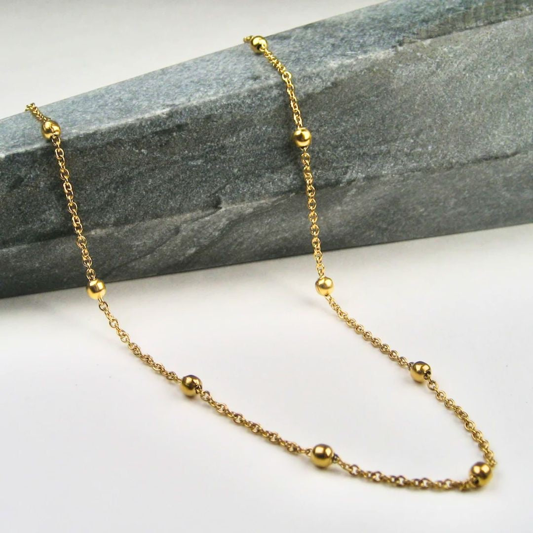 Elegant Gold Ball Chain Necklace – Minimalist Everyday Jewelry