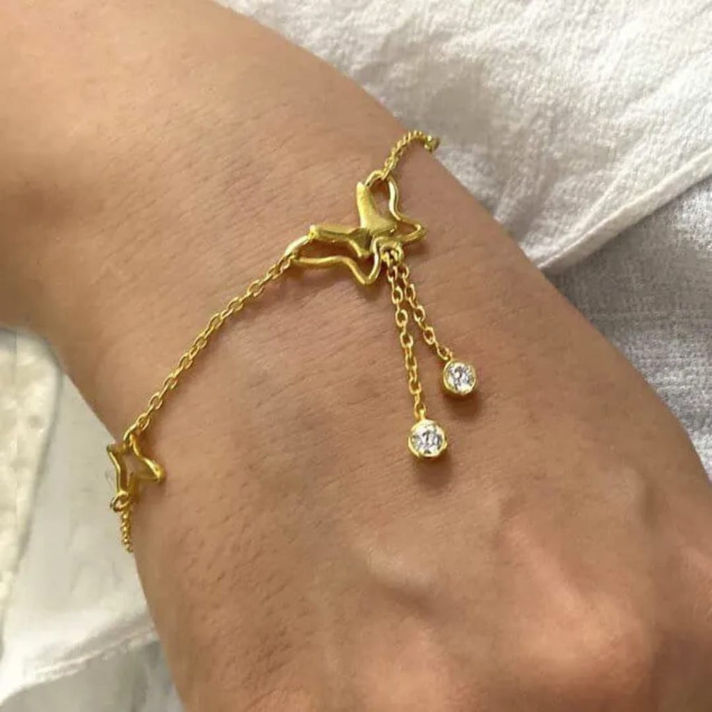 🦋 Butterfly & Clover Gold-Plated Bracelet and anklet