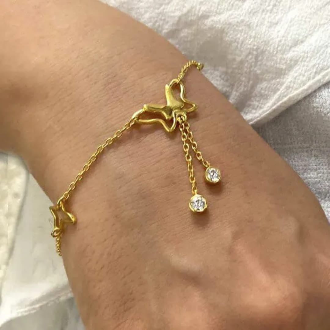 🦋 Butterfly & Clover Gold-Plated Bracelet and anklet