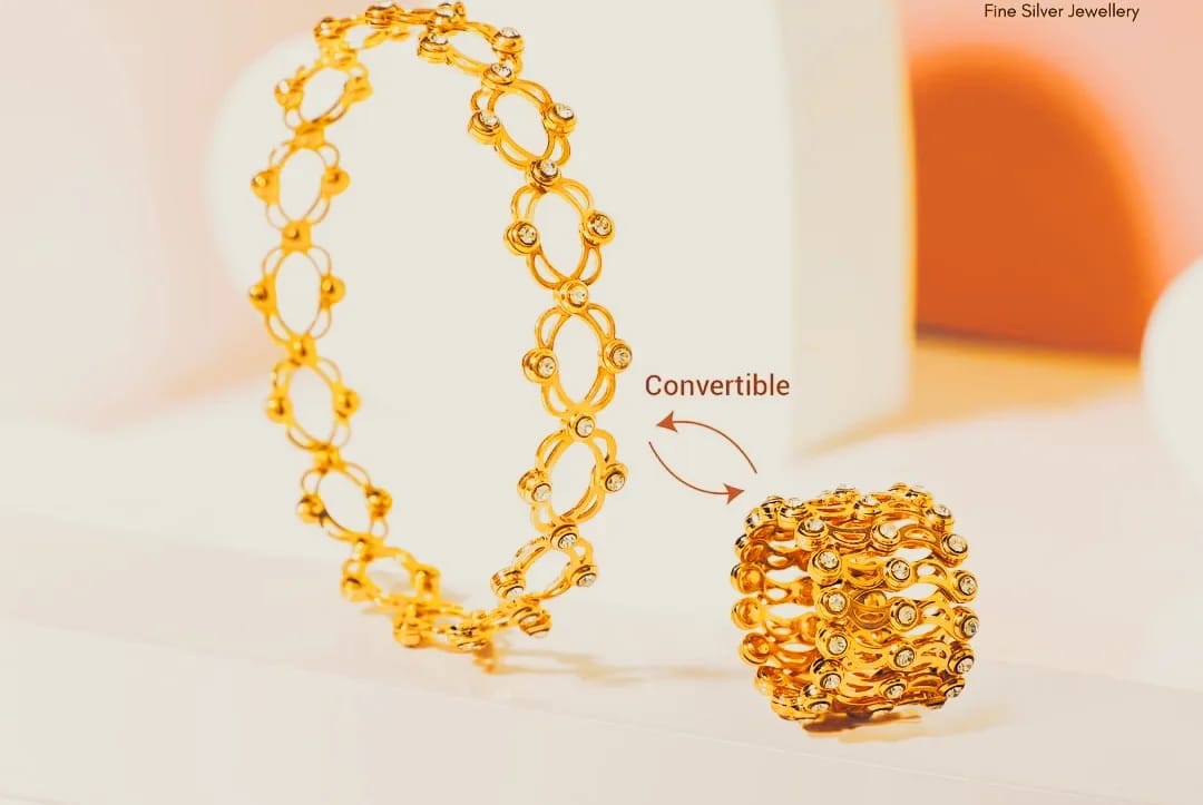 Convertible Gold-Plated Bracelet & Ring