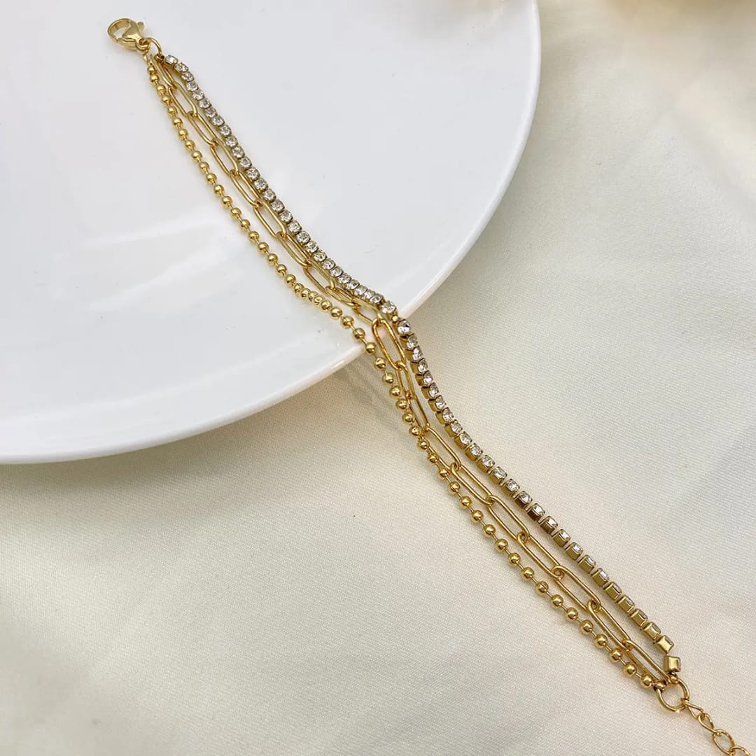 Triple Layer Gold Bracelet Set