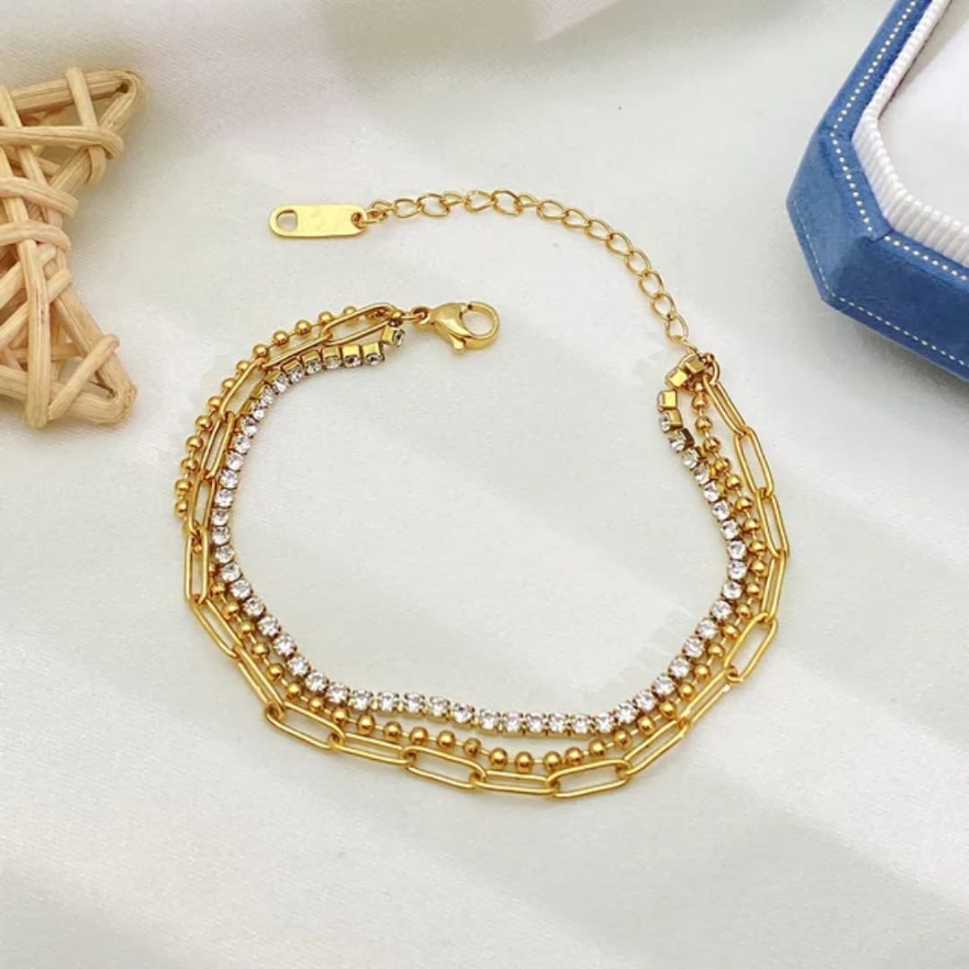 Triple Layer Gold Bracelet Set