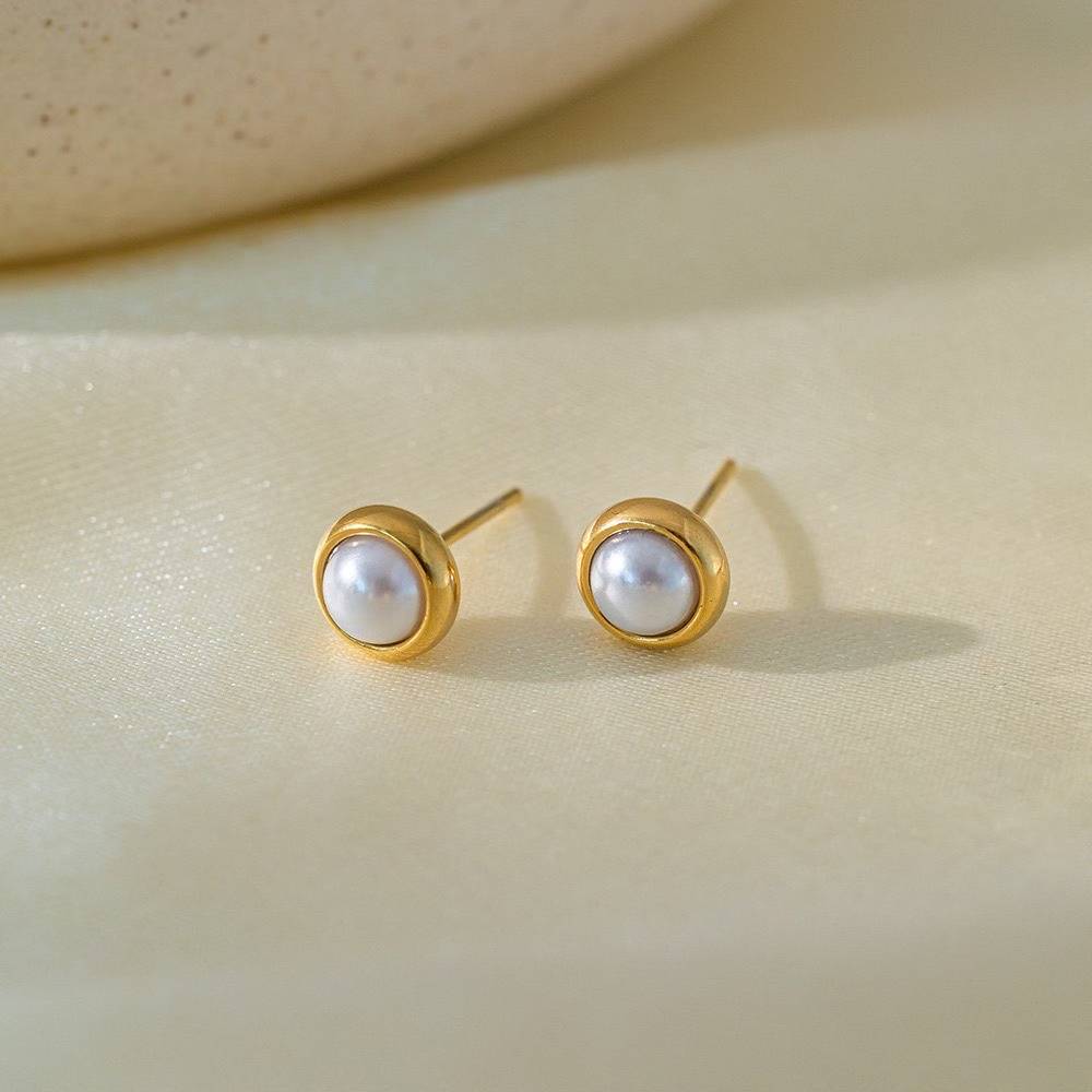 Pearl Bezel Jewelry Set – Necklace, Bracelet & Earrings