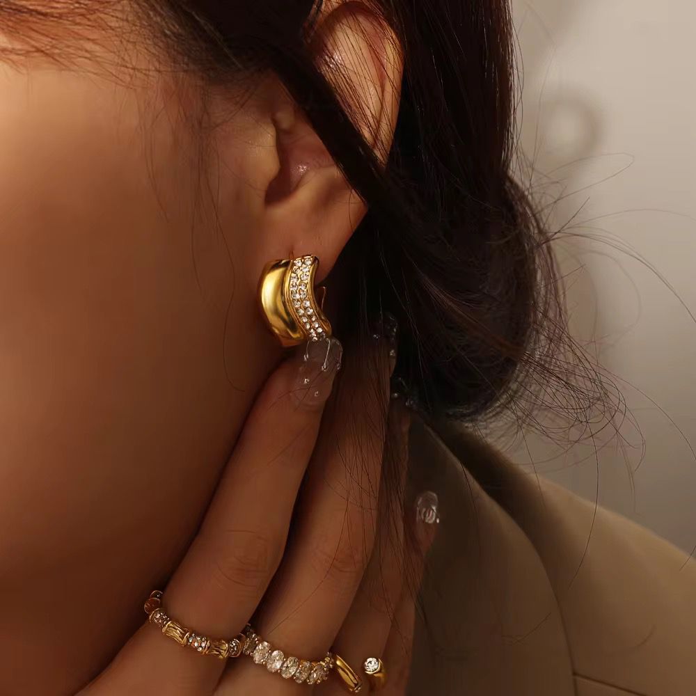 Bold Gold Crystal Hoop Earrings – Statement Jewelry