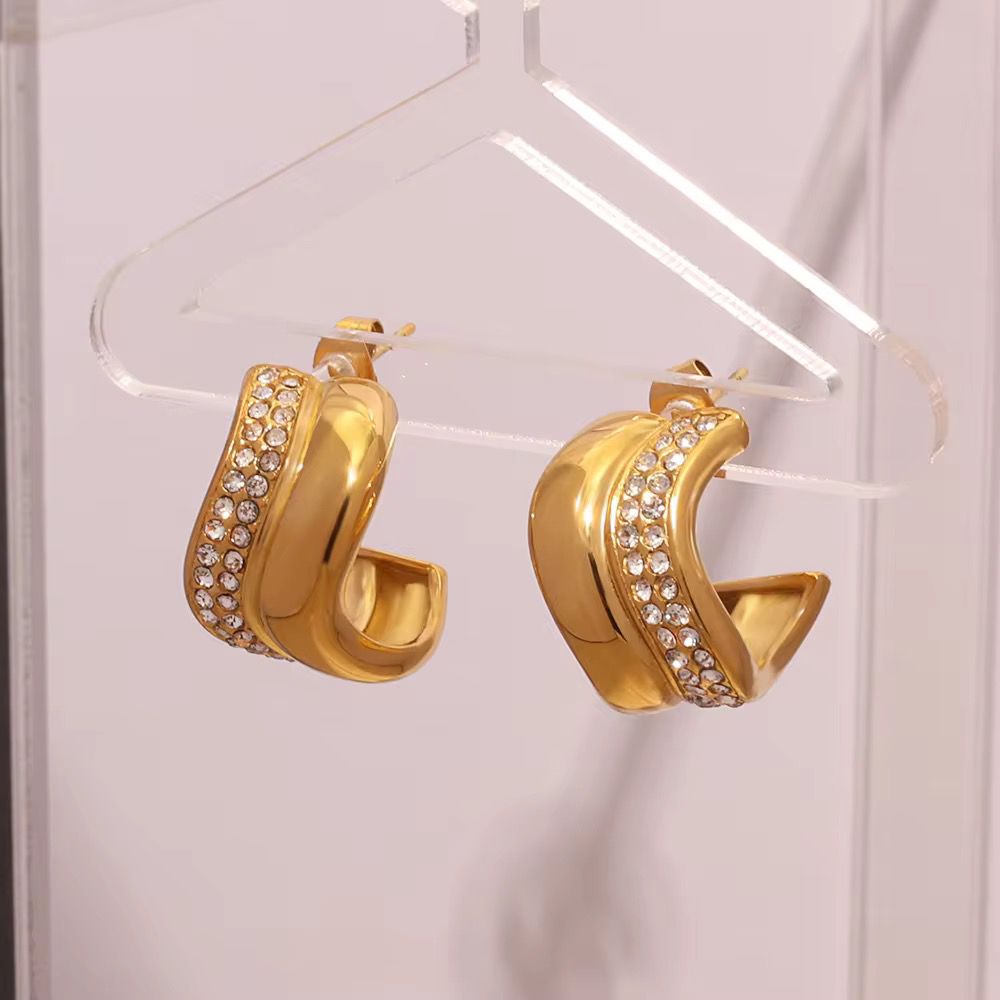 Bold Gold Crystal Hoop Earrings – Statement Jewelry