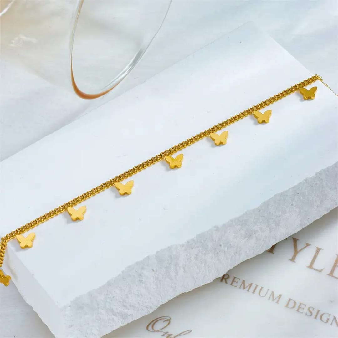Dainty Gold Butterfly Anklet