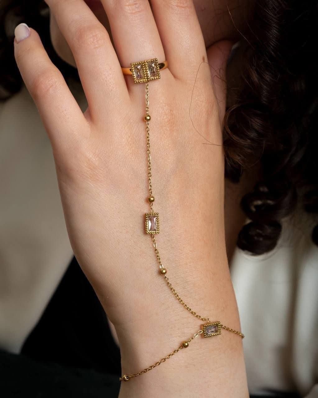 Crystal Chain Hand Bracelet Set