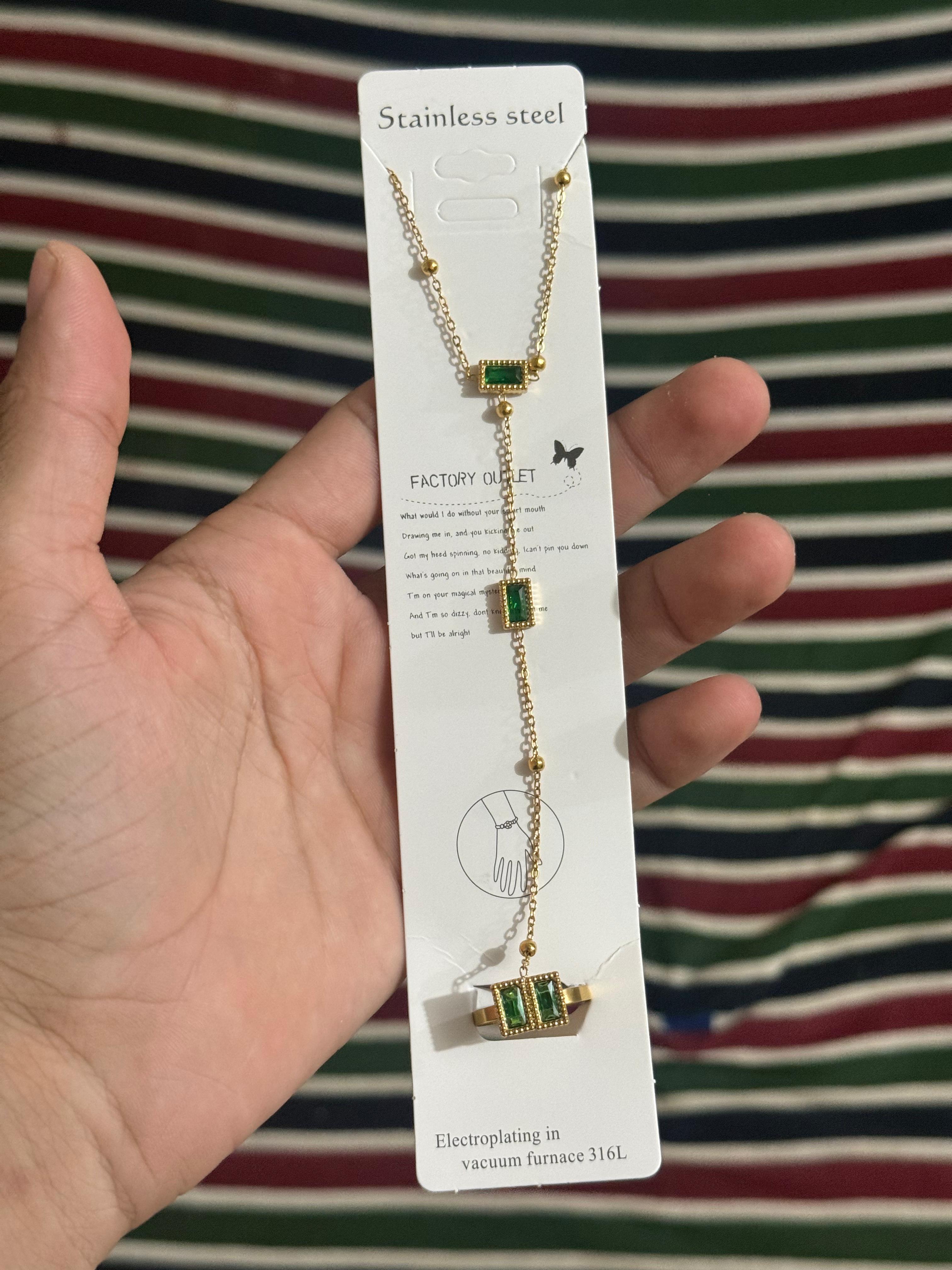 Crystal Chain Hand Bracelet Set