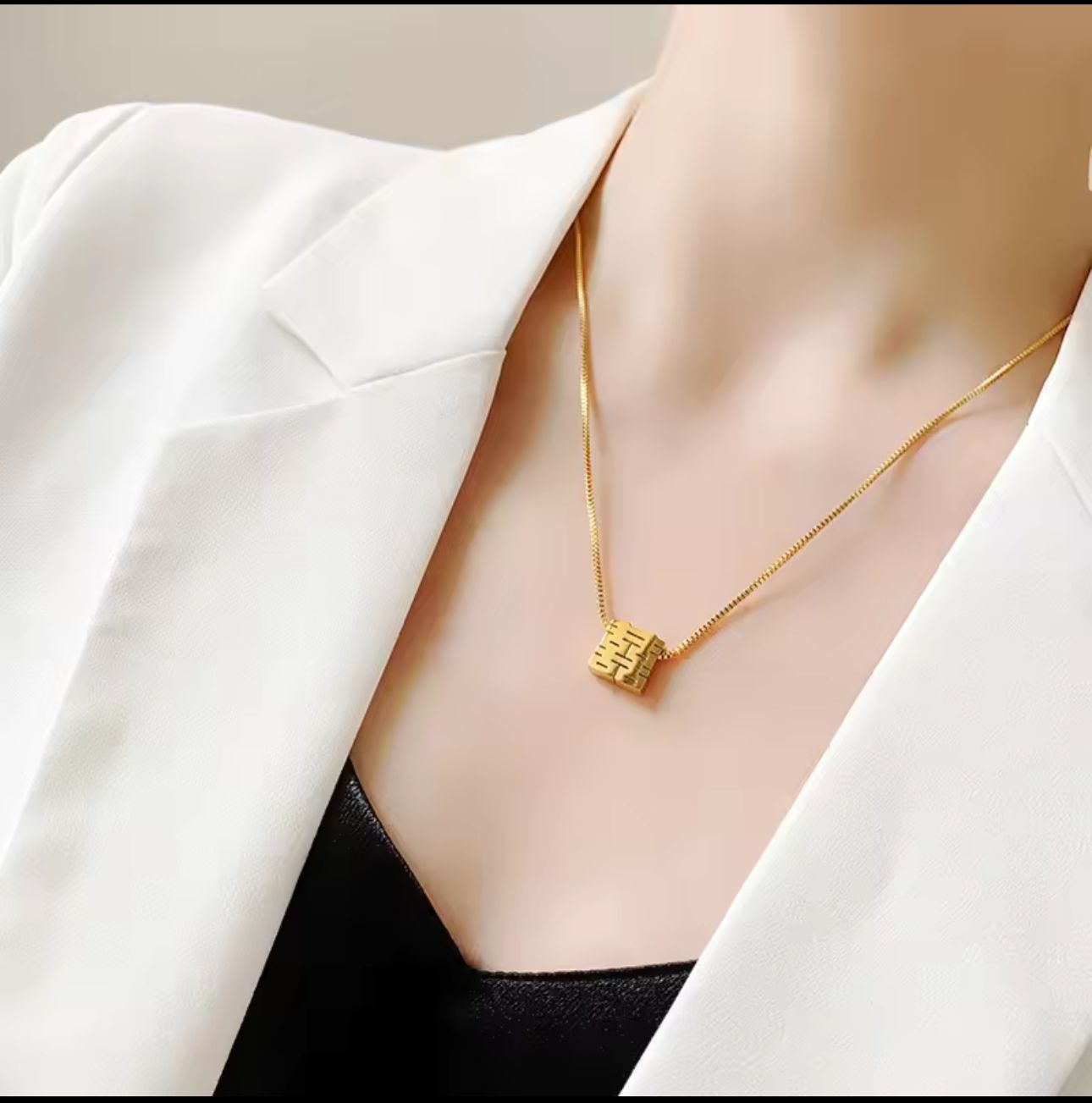 "Golden Maze Pendant Necklace"