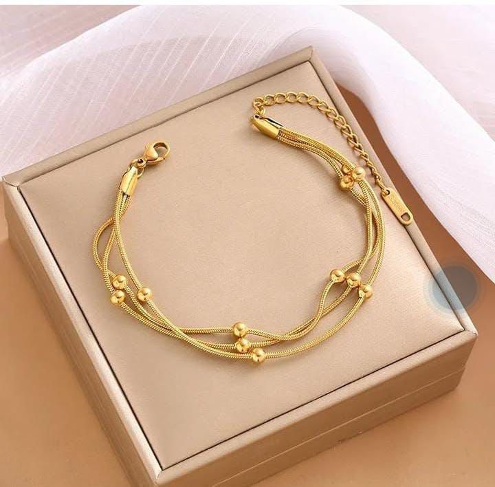 "Golden Bead Mesh Bracelet"