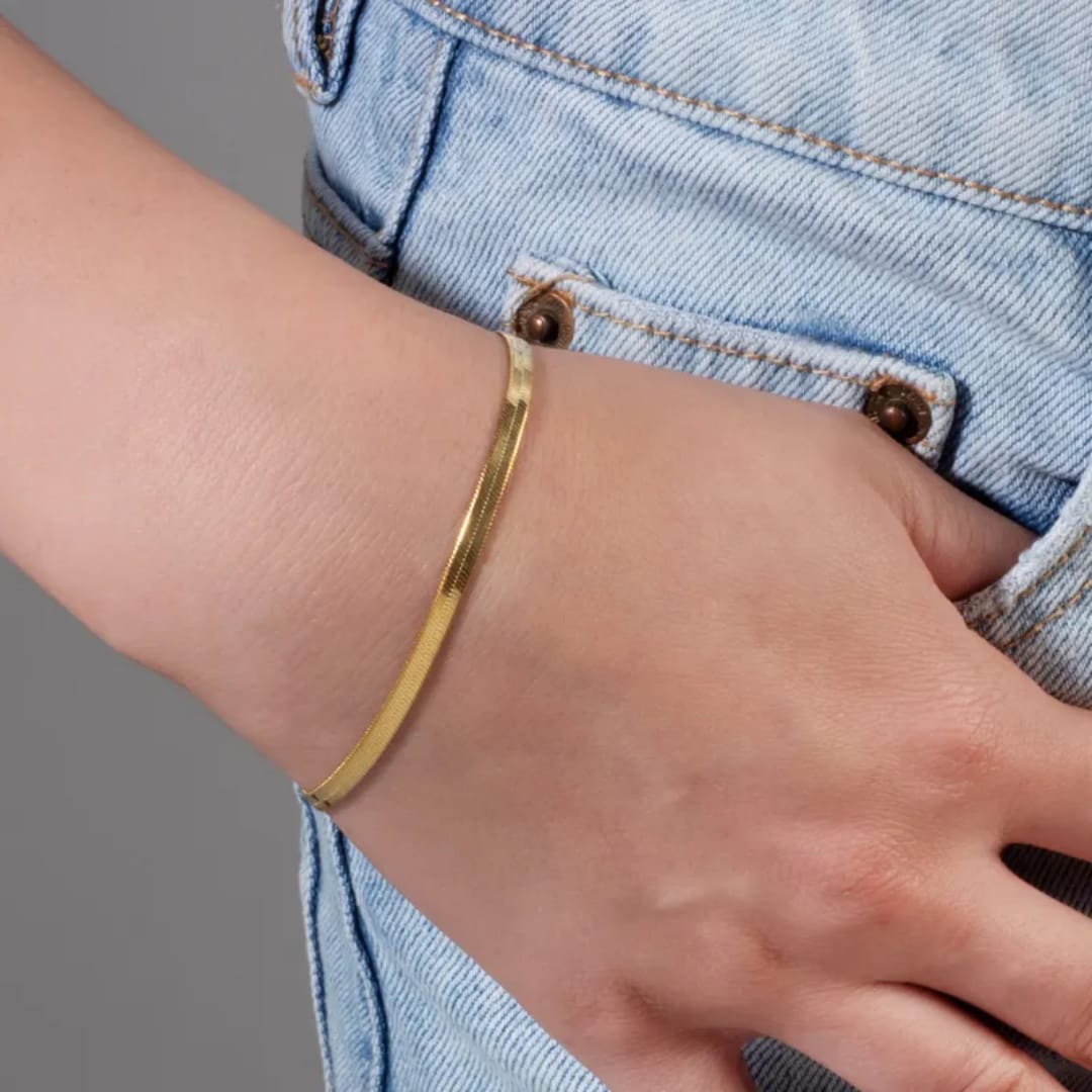 "Gold Snake Wave Necklace & Bracelet Set"