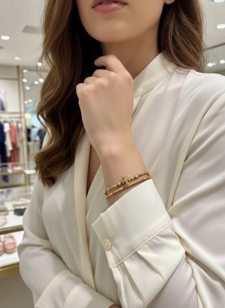 "Elegant Puzzle Bangle with Diamonds"