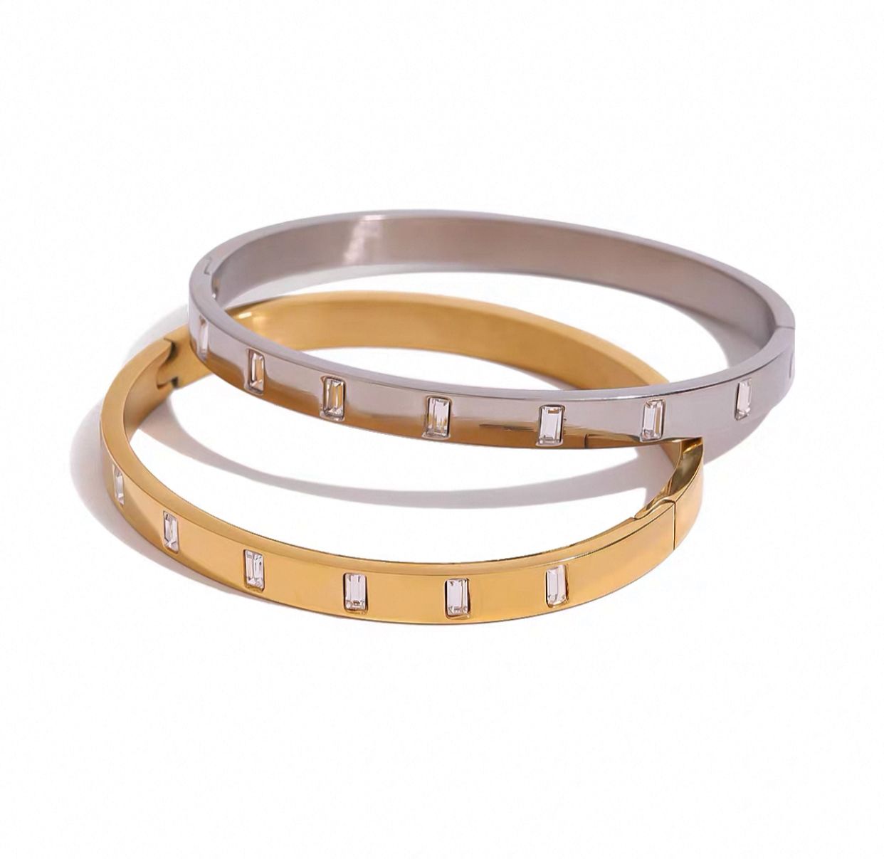 Diamond-Studded Bangle Duo 💎