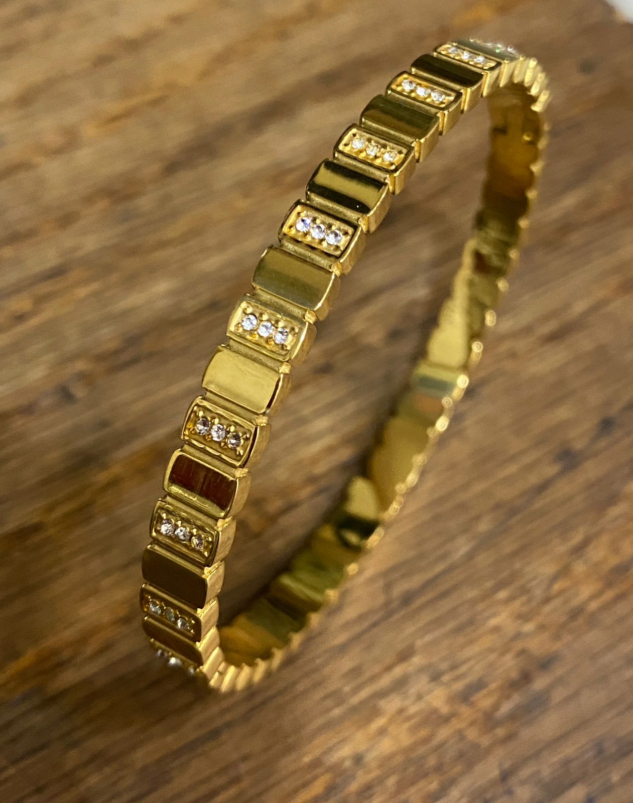 Gold Diamond-Accent Bangle