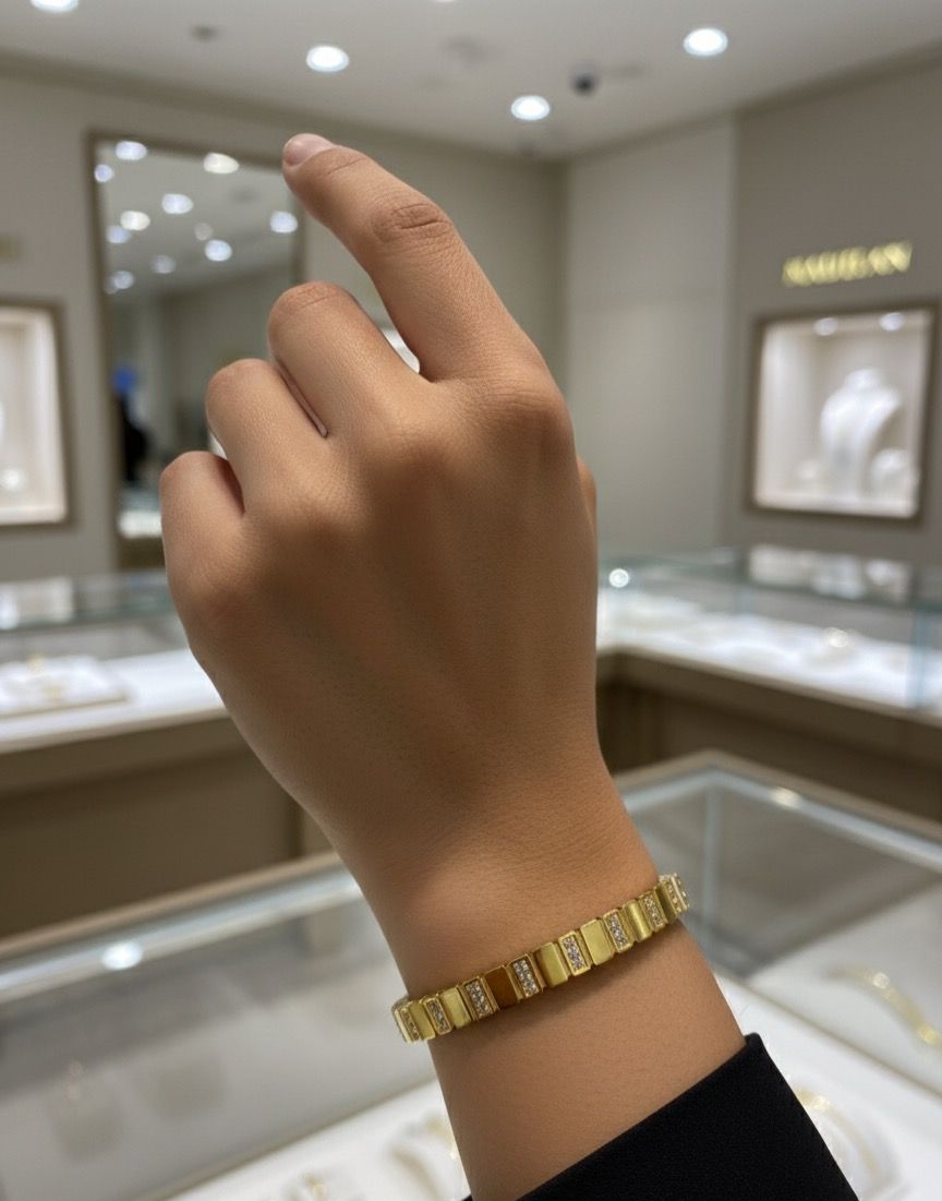 Gold Diamond-Accent Bangle