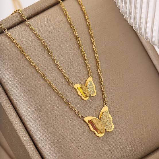 "Golden Butterfly Double Necklace"