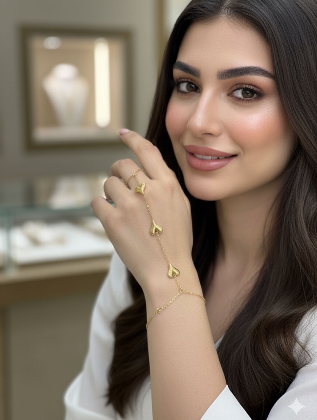 "Delicate Gold Heart Ringlet"