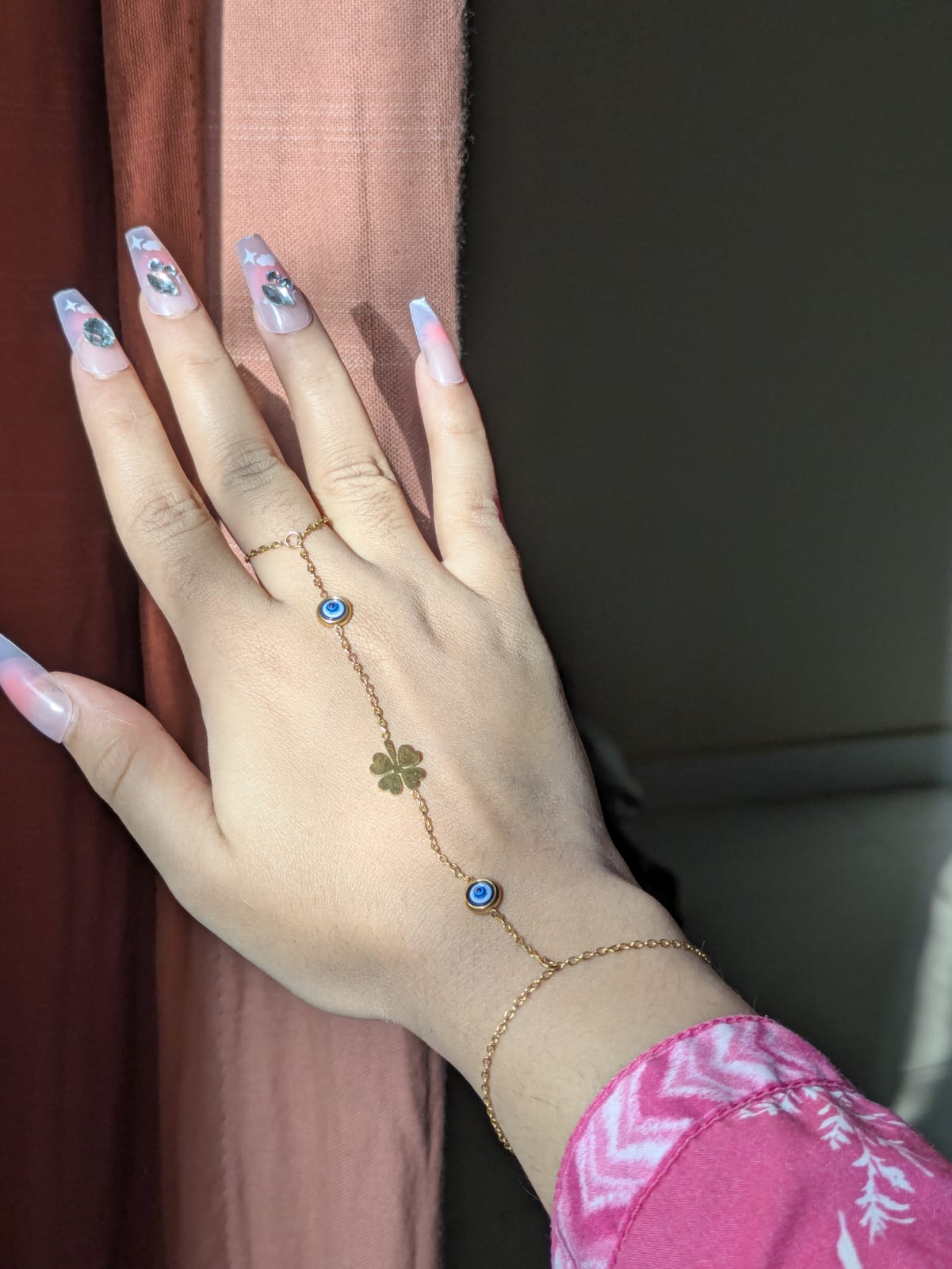 "Evil Eye & Clover Hand Chain"