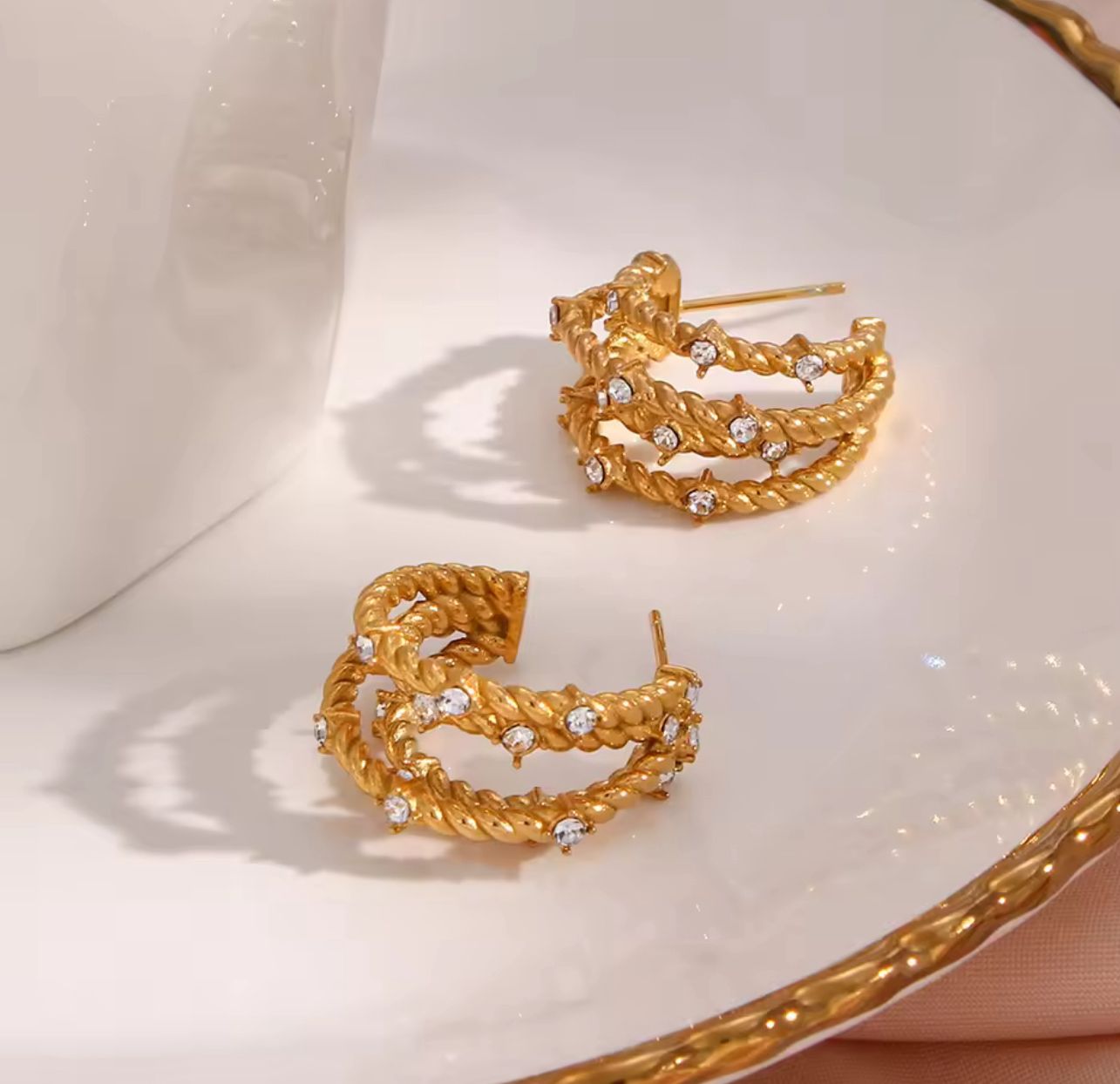 Rope Gold Diamond Earrings