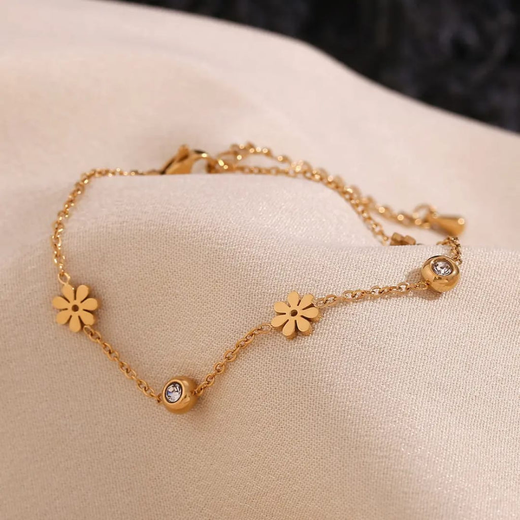 "Dainty Floral Gold Bracelet"