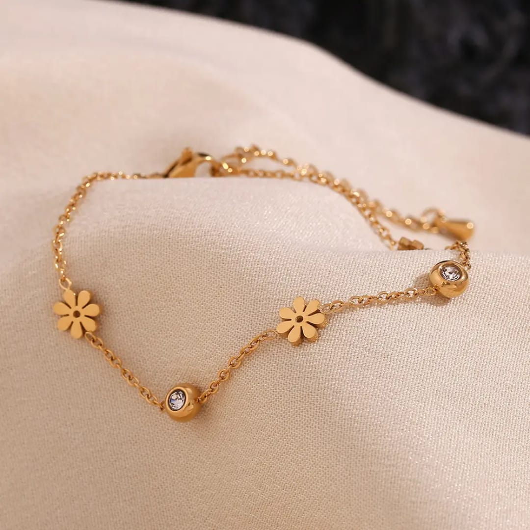 "Dainty Floral Gold Bracelet"