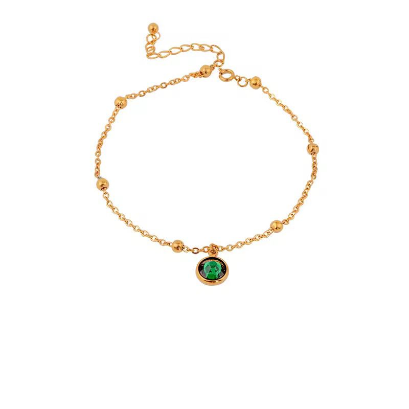 Elegant Green Gem Anklet 🌿💎